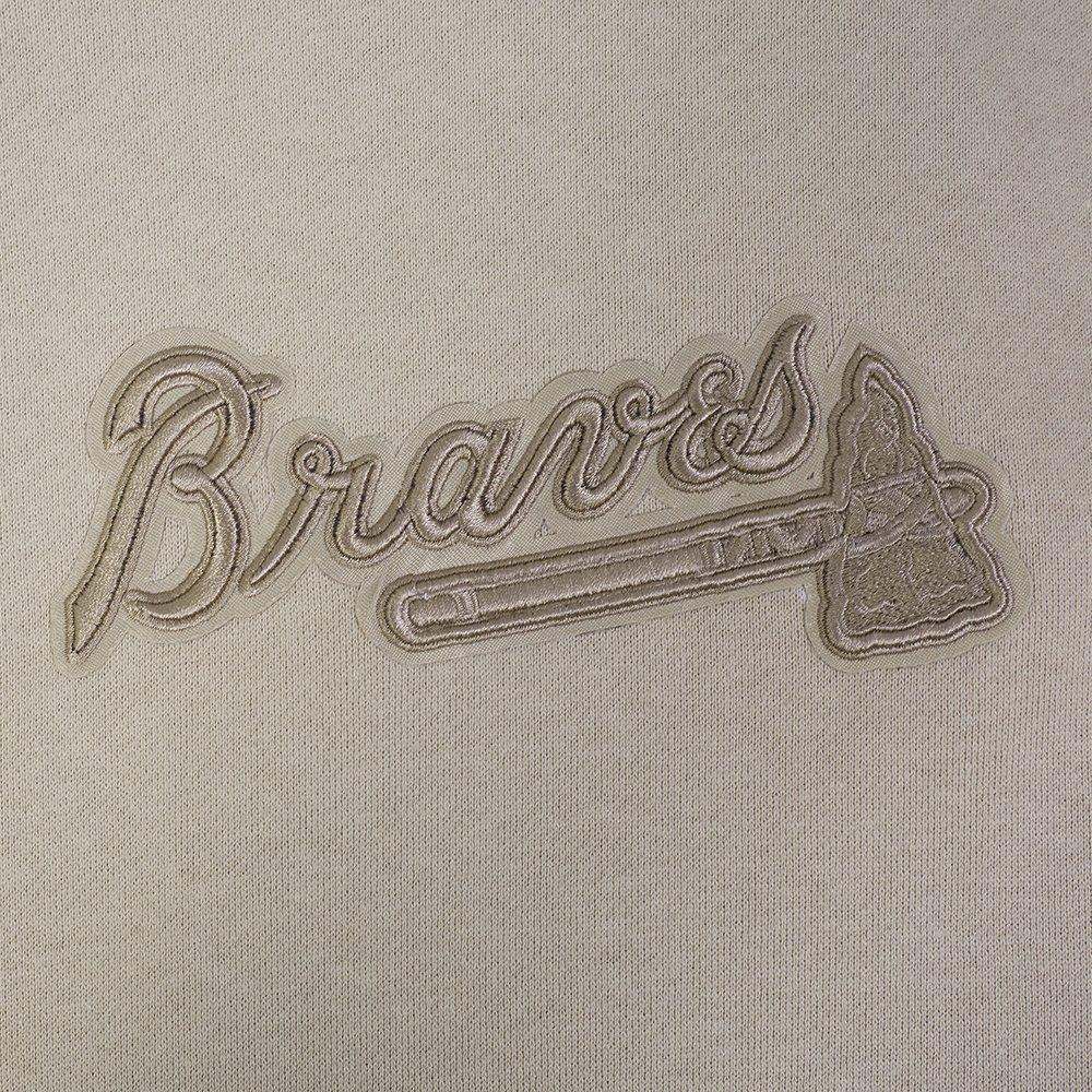 Pro Standard Men's Atlanta Braves Wingspan Drop Shoulder Fleece Pullover Hoodie - TAN Thumbnail View 5