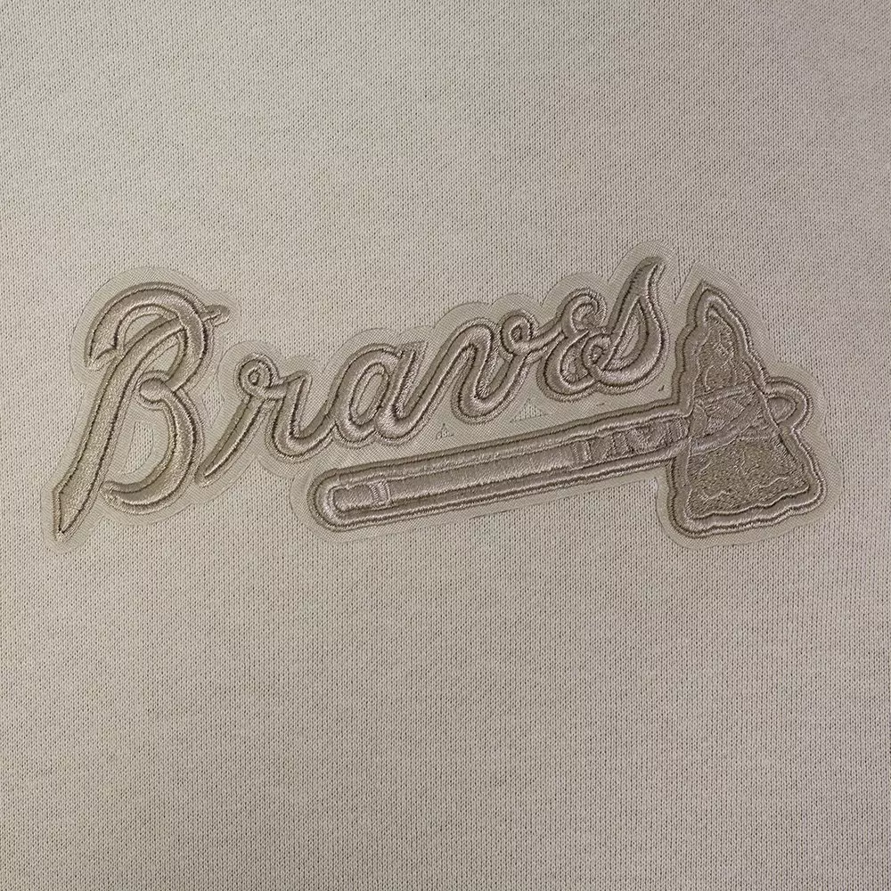Pro Standard Men's Atlanta Braves Wingspan Drop Shoulder Fleece Pullover Hoodie - TAN