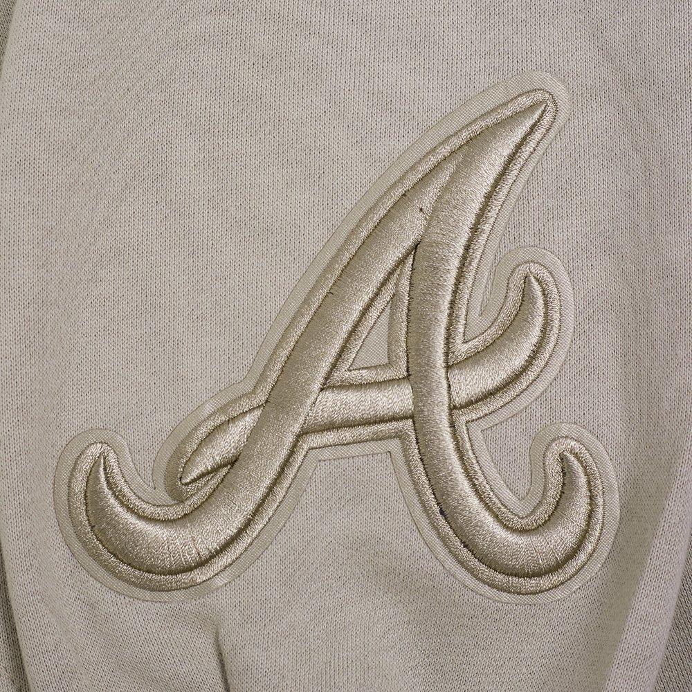 Pro Standard Men's Atlanta Braves Wingspan Drop Shoulder Fleece Pullover Hoodie - TAN Thumbnail View 6