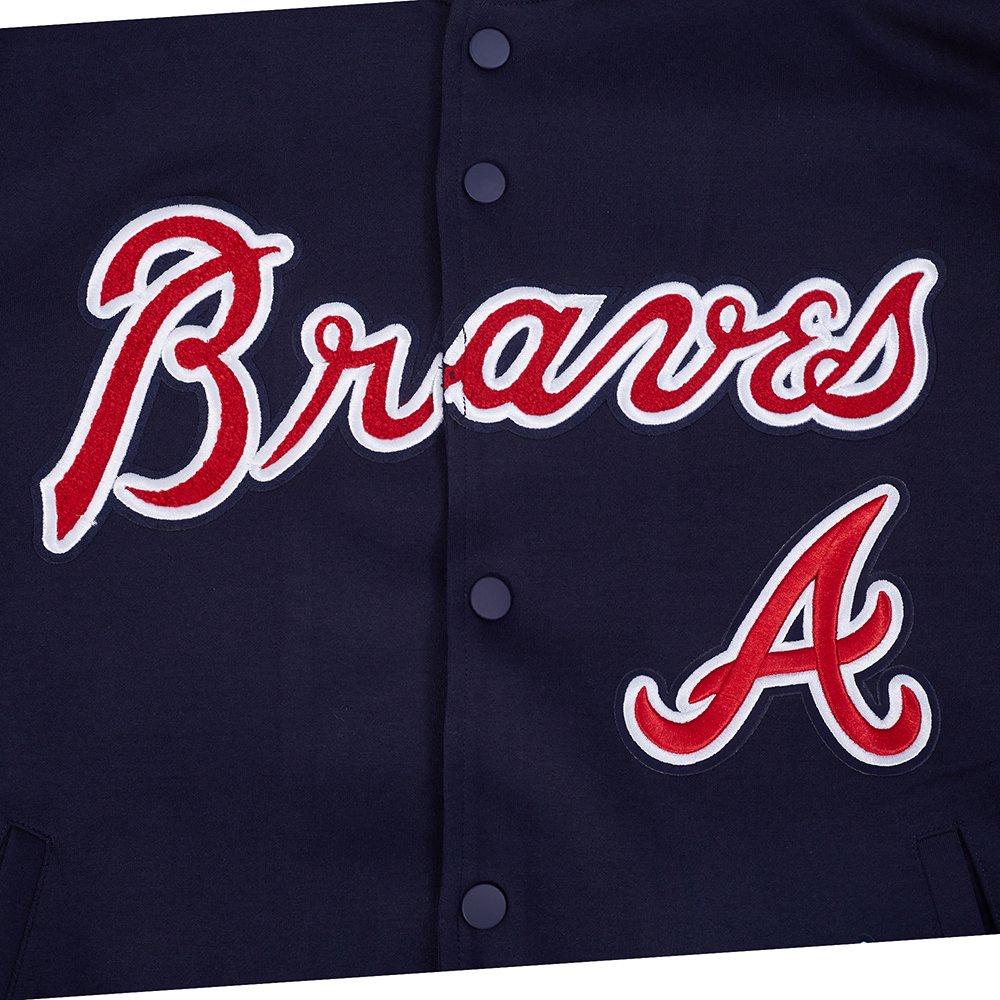 Pro Standard Men's MLB Atlanta Braves Current Logo Pro Game Day Double Knit Jacket - Navy - NAVY Thumbnail View 3