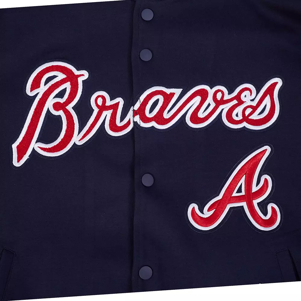 Pro Standard Men's MLB Atlanta Braves Current Logo Pro Game Day Double Knit Jacket - Navy - NAVY