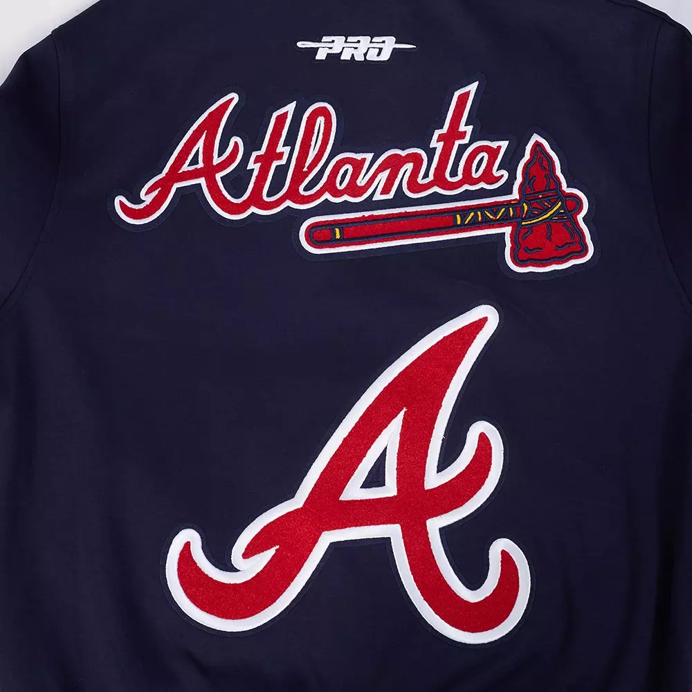 Pro Standard Men's MLB Atlanta Braves Current Logo Pro Game Day Double Knit Jacket - Navy - NAVY