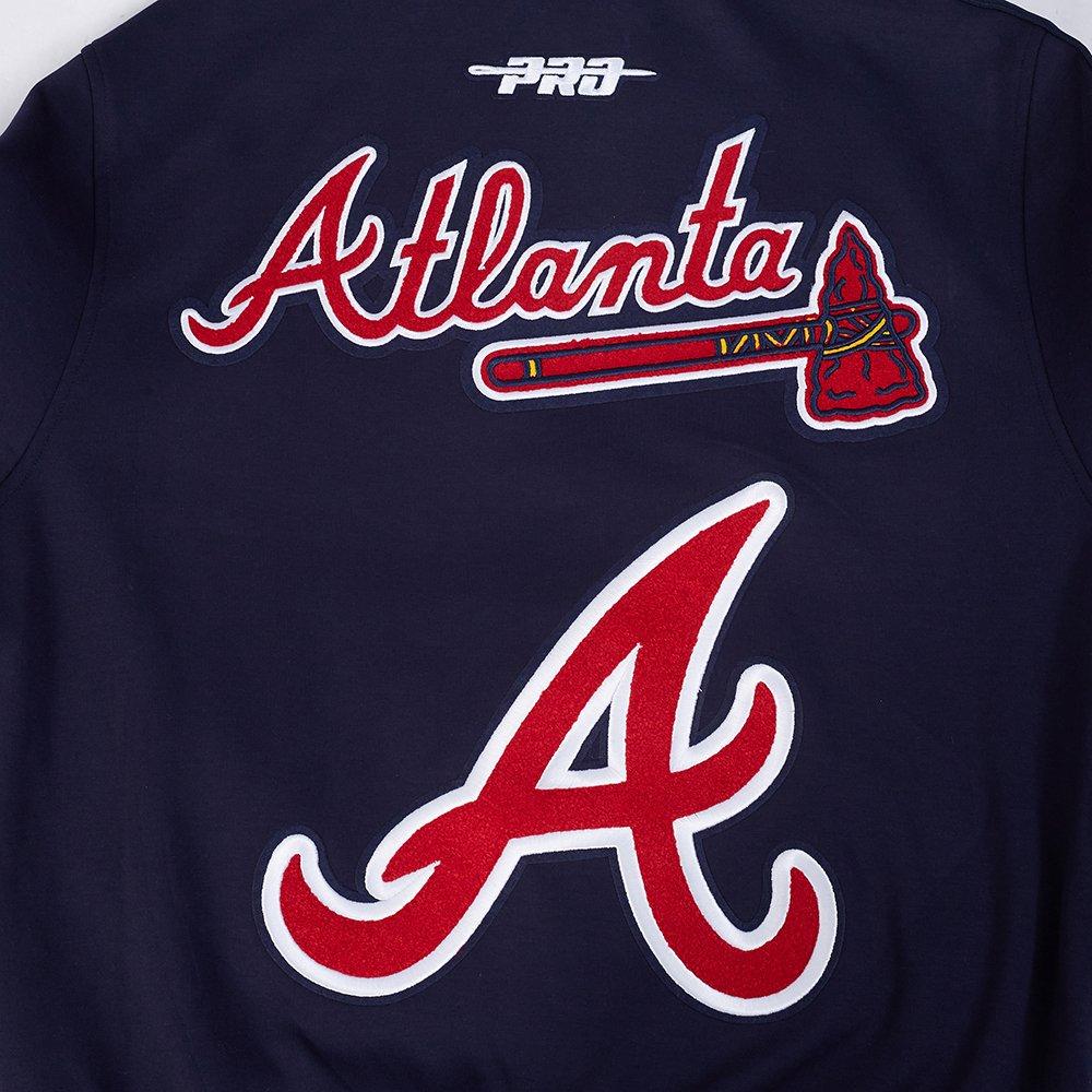 Pro Standard Men's MLB Atlanta Braves Current Logo Pro Game Day Double Knit Jacket -Navy - NAVY Thumbnail View 4