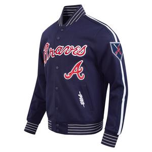 Pro Standard Men's MLB Atlanta Braves Current Logo Pro Game Day Double Knit Jacket -Navy