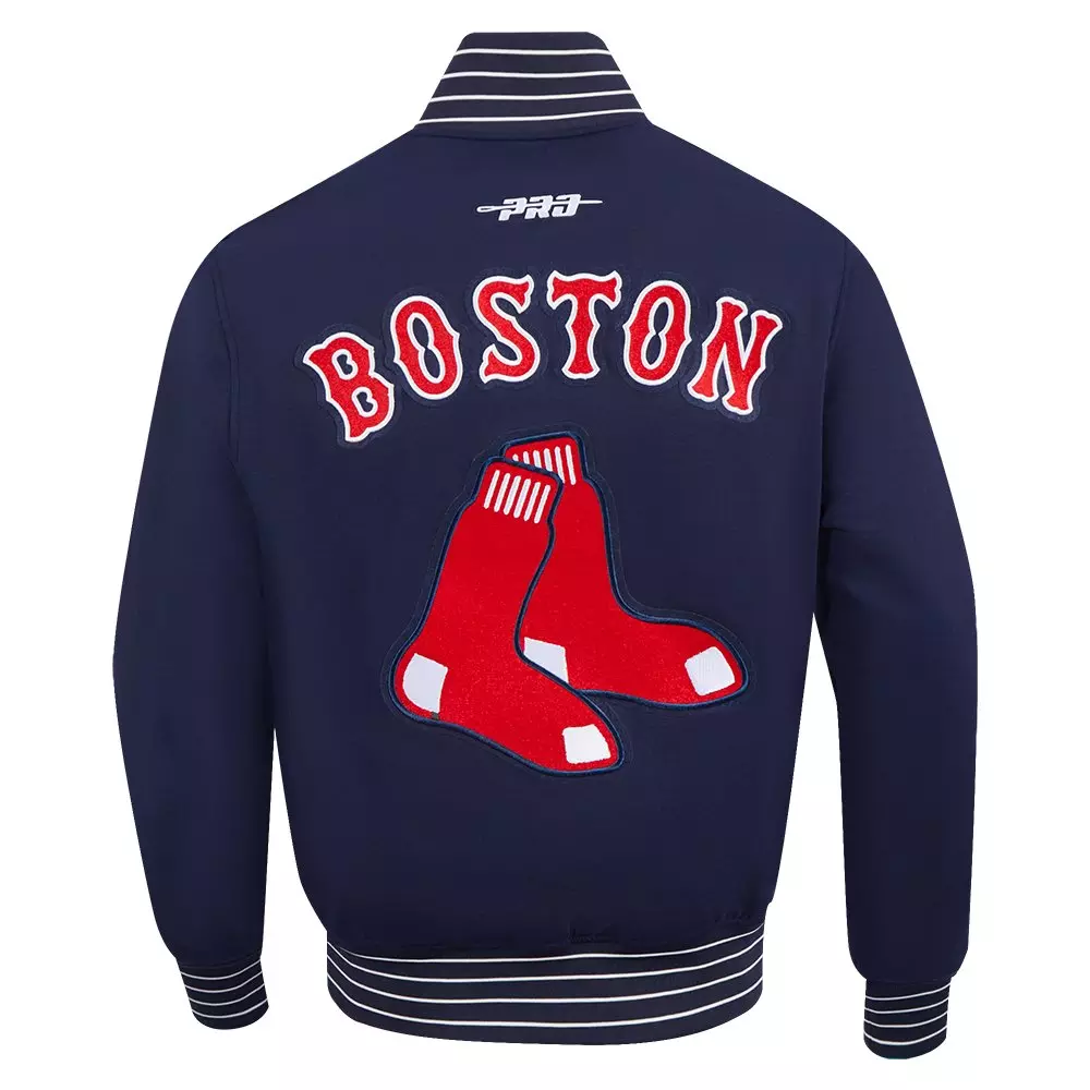 Pro Standard Men's MLB Boston Red Sox Current Logo Pro Game Day Double Knit Jacket - Navy/White - NAVY/WHITE