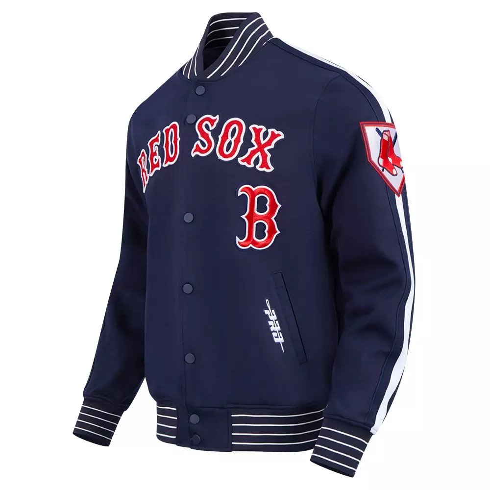 Pro Standard Men's MLB Boston Red Sox Current Logo Pro Game Day Double Knit Jacket -Navy/White - NAVY/WHITE