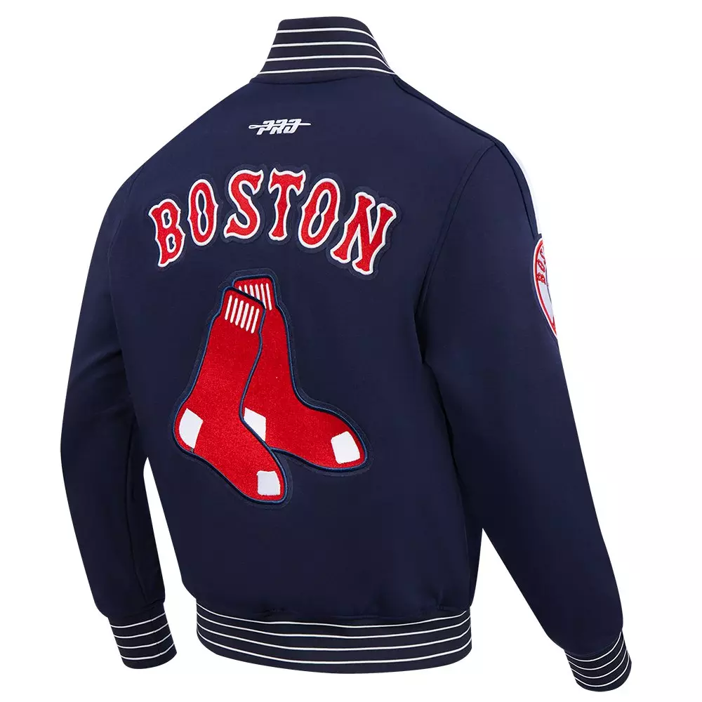 Pro Standard Men's MLB Boston Red Sox Current Logo Pro Game Day Double Knit Jacket -Navy/White - NAVY/WHITE