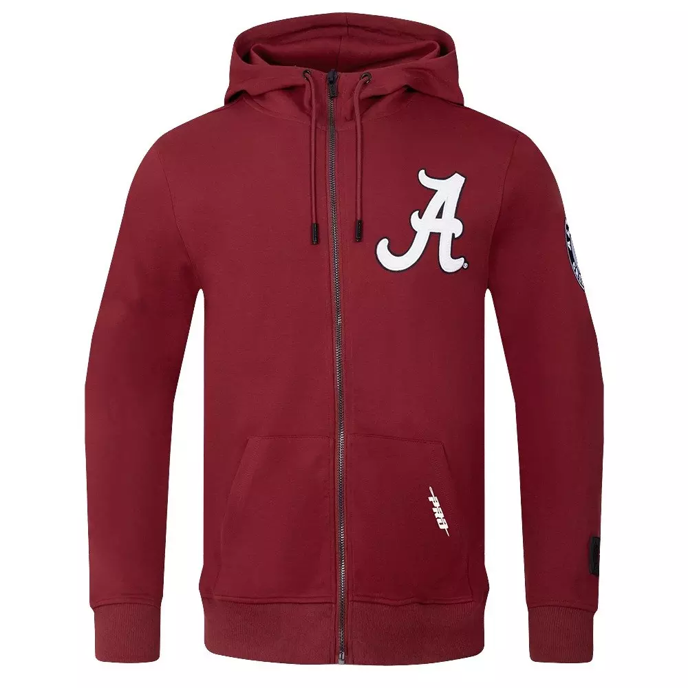 Pro Standard Men's NCAA University of Alabama Classic FZ​ Jacket -Red - CRIMSON