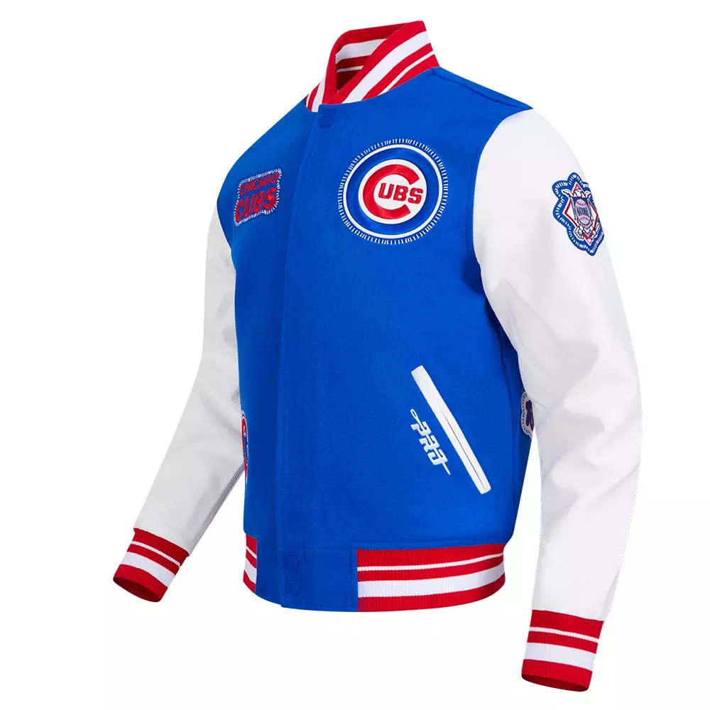 Pro Standard Men's MLB Chicago Cubs Current Logo Pro Game Day Double Knit Jacket -Royal/White - ROYAL/WHITE
