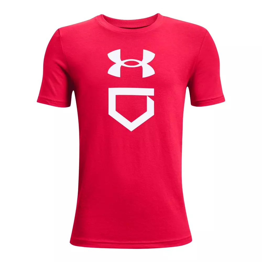 Under Armour Big Boys' Baseball Plate Short Sleeve - Red - RED