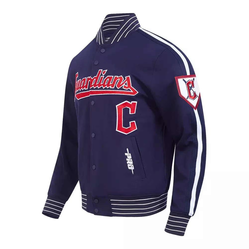 Pro Standard Men's MLB Cleveland Guardians Current Logo Pro Game Day Double Knit Jacket -Navy/White - NAVY/WHITE