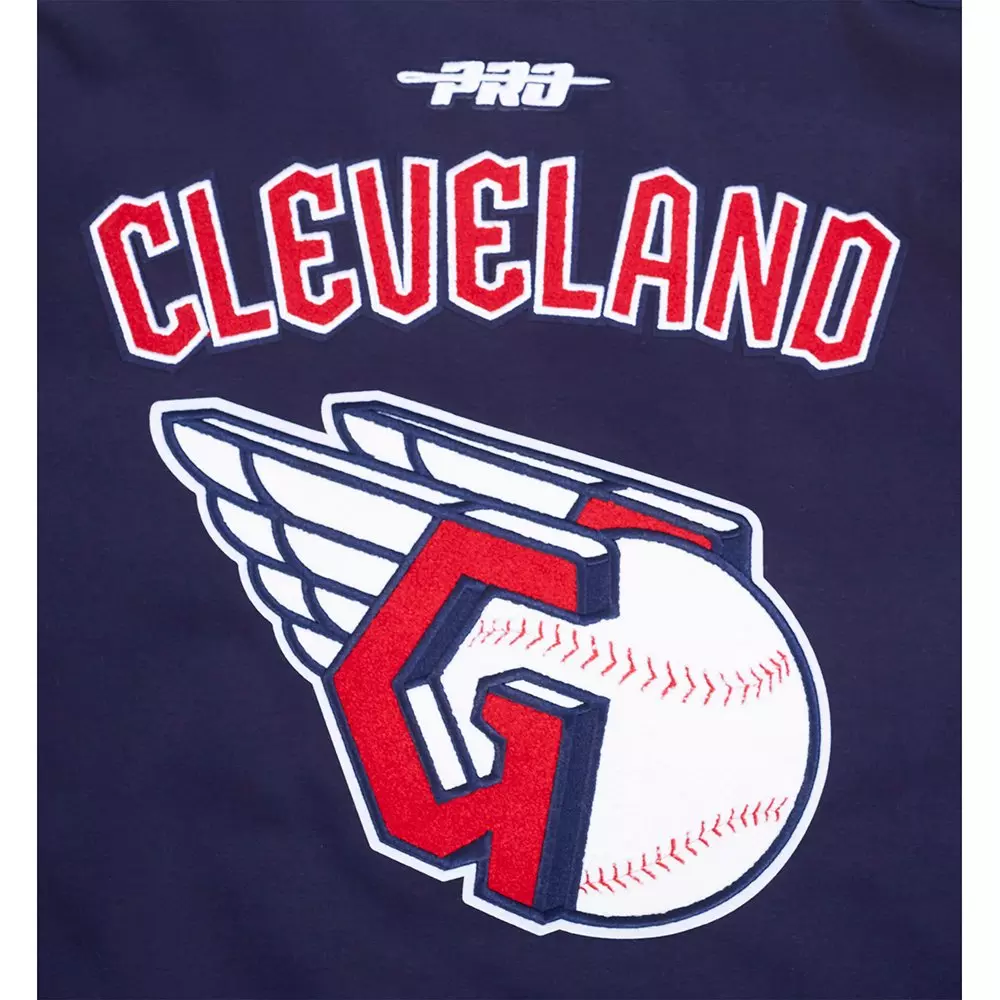 Pro Standard Men's MLB Cleveland Guardians Current Logo Pro Game Day Double Knit Jacket - Navy/White - NAVY/WHITE