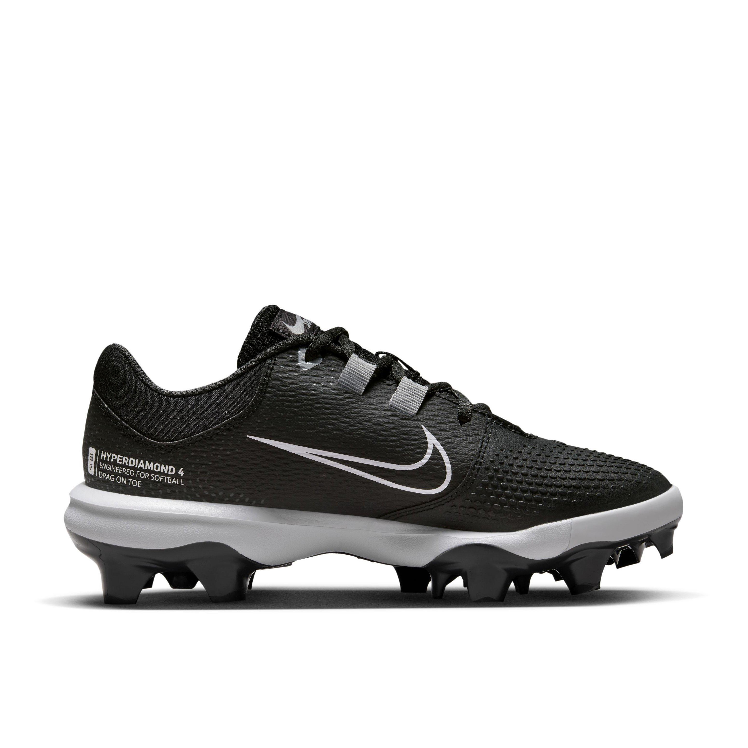 Nike Hyperdiamond 4 Pro MCS "Black/White/Dark Smoke Grey/Wolf Grey" Women's Softball Cleat - BLACK/WHITE/DK GREY/GREY Thumbnail View 1