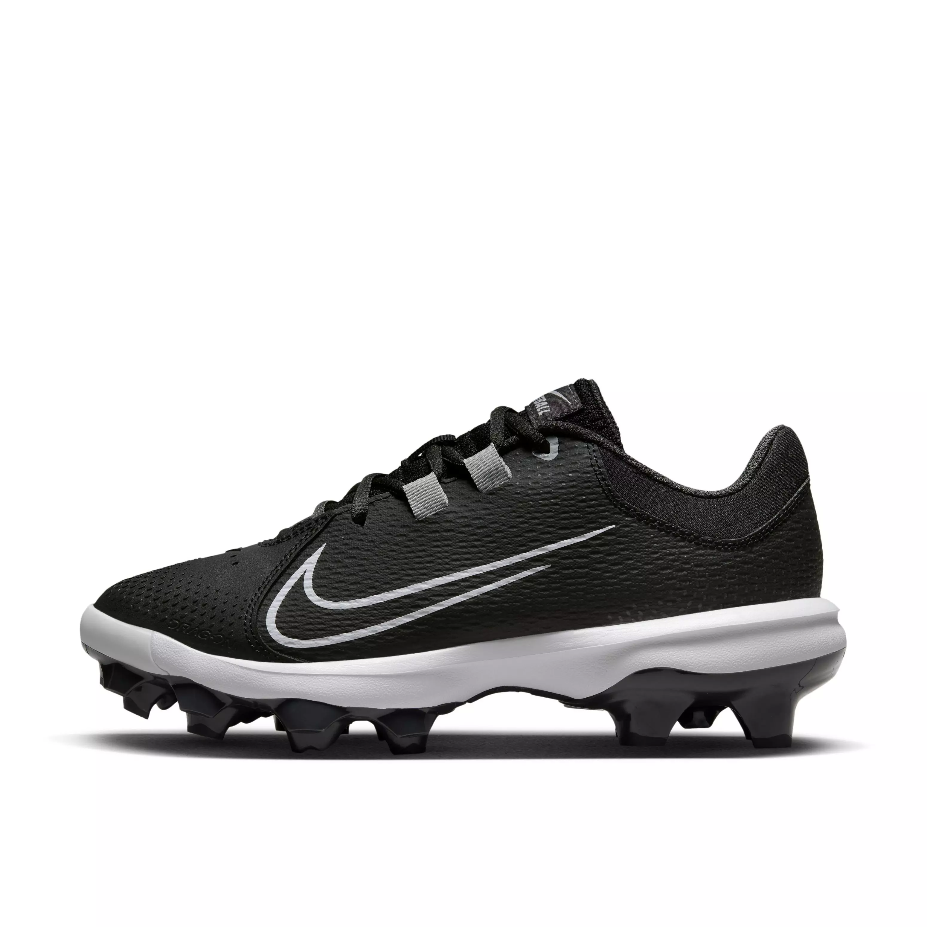 Nike Hyperdiamond 4 Pro MCS "Black/White/Dark Smoke Grey/Wolf Grey" Women's Softball Cleat - BLACK/WHITE/DK GREY/GREY