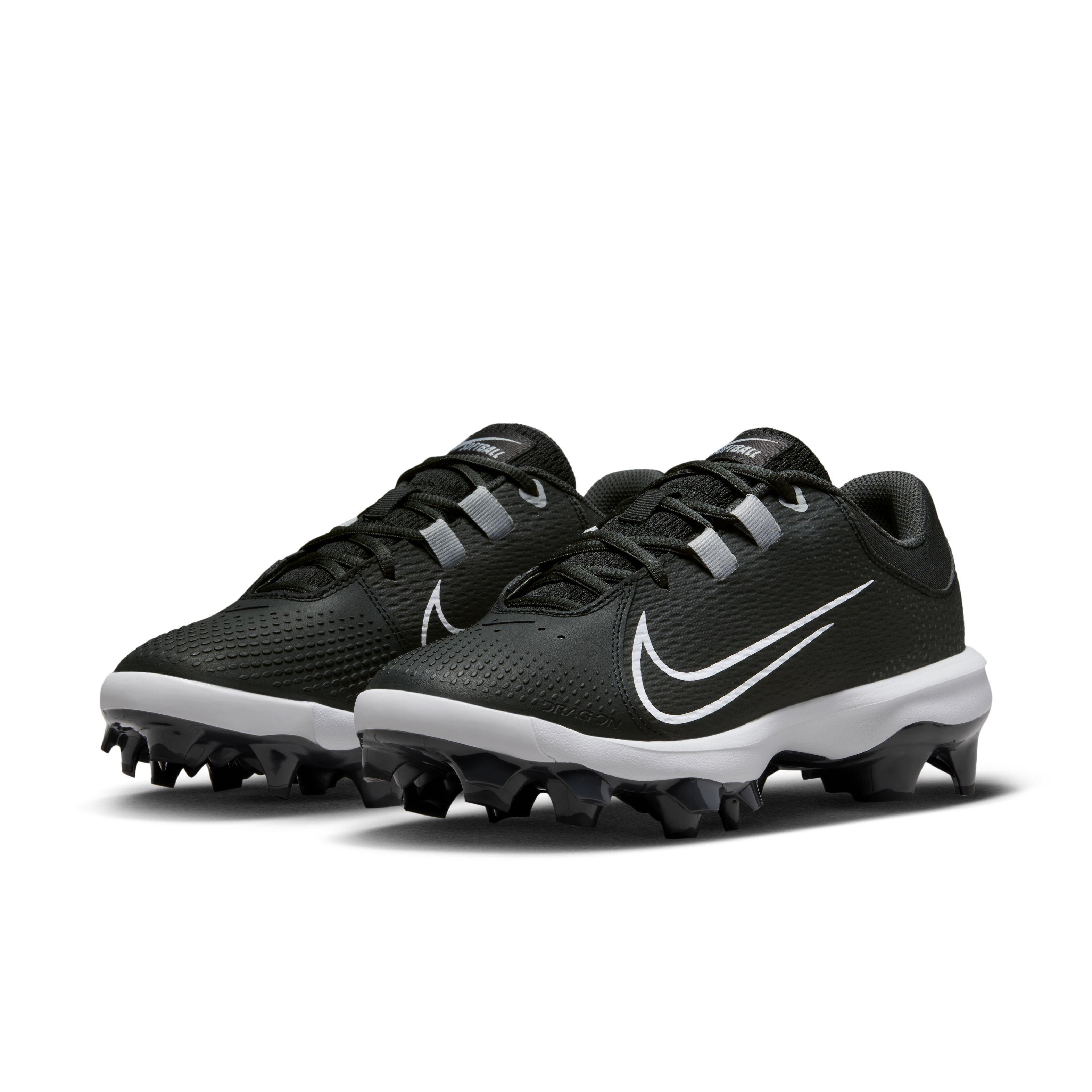 Nike Hyperdiamond 4 Pro MCS "Black/White/Dark Smoke Grey/Wolf Grey" Women's Softball Cleat - BLACK/WHITE/DK GREY/GREY Thumbnail View 3