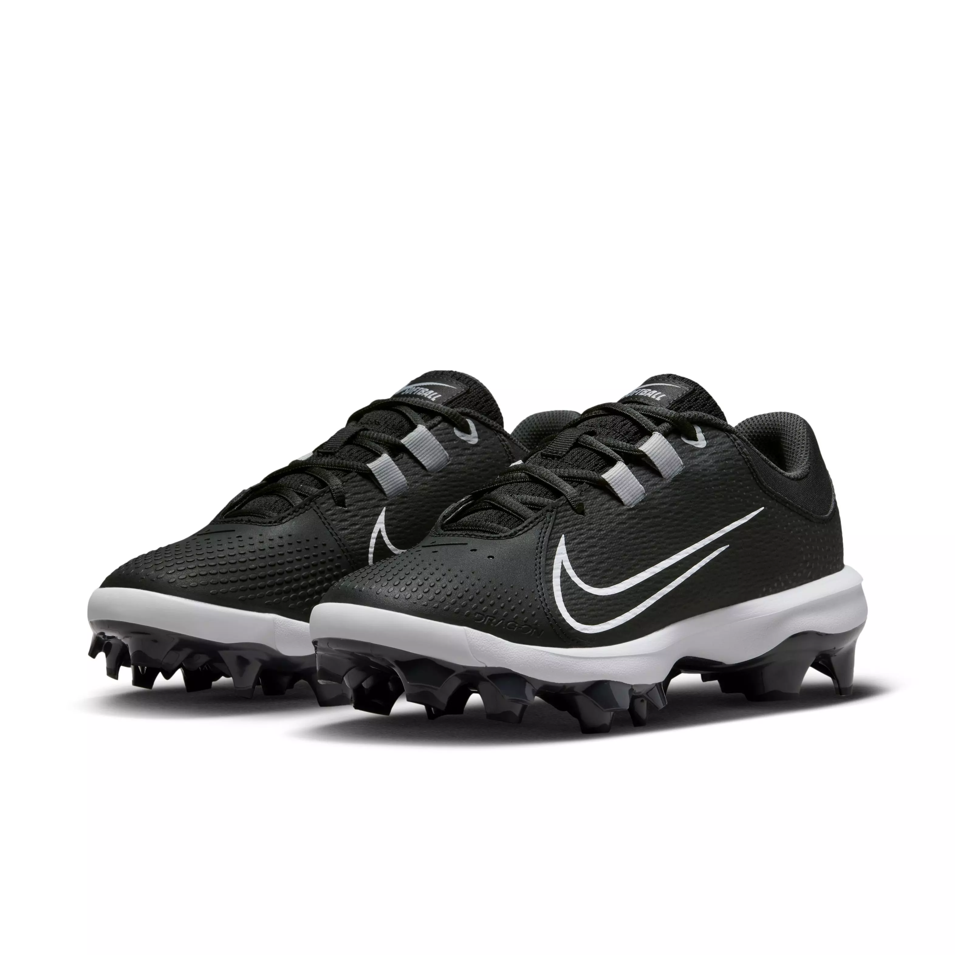 Nike Hyperdiamond 4 Pro MCS "Black/White/Dark Smoke Grey/Wolf Grey" Women's Softball Cleat - BLACK/WHITE/DK GREY/GREY