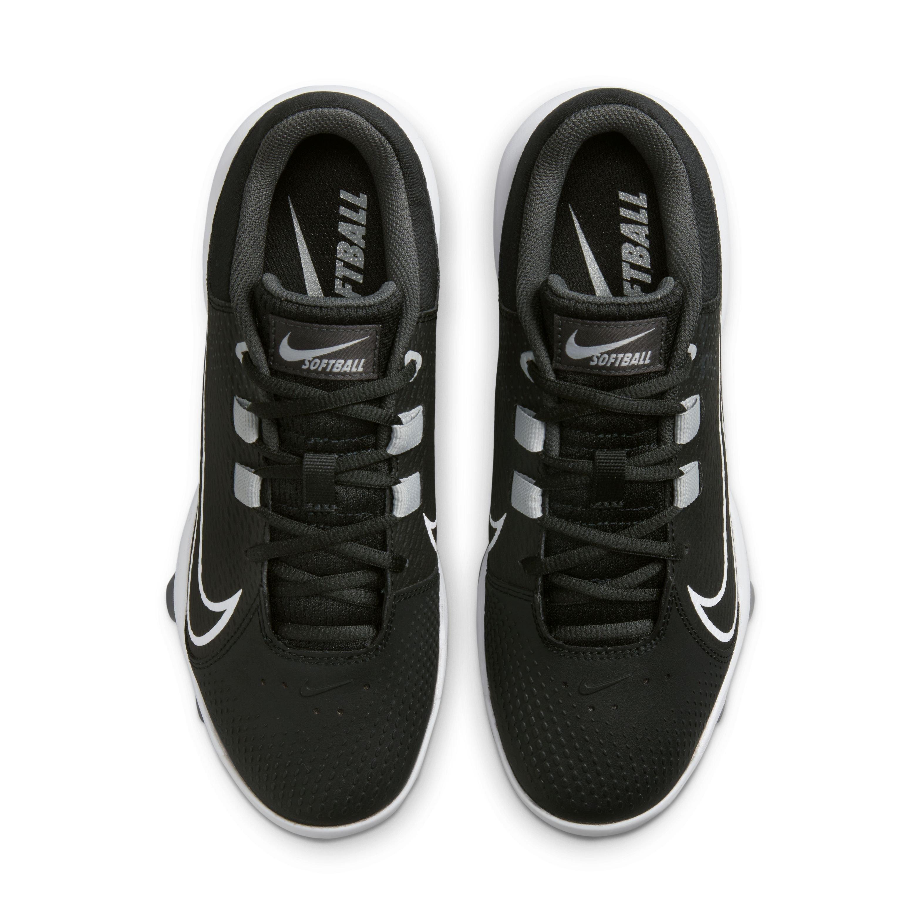 Nike Hyperdiamond 4 Pro MCS "Black/White/Dark Smoke Grey/Wolf Grey" Women's Softball Cleat - BLACK/WHITE/DK GREY/GREY Thumbnail View 4