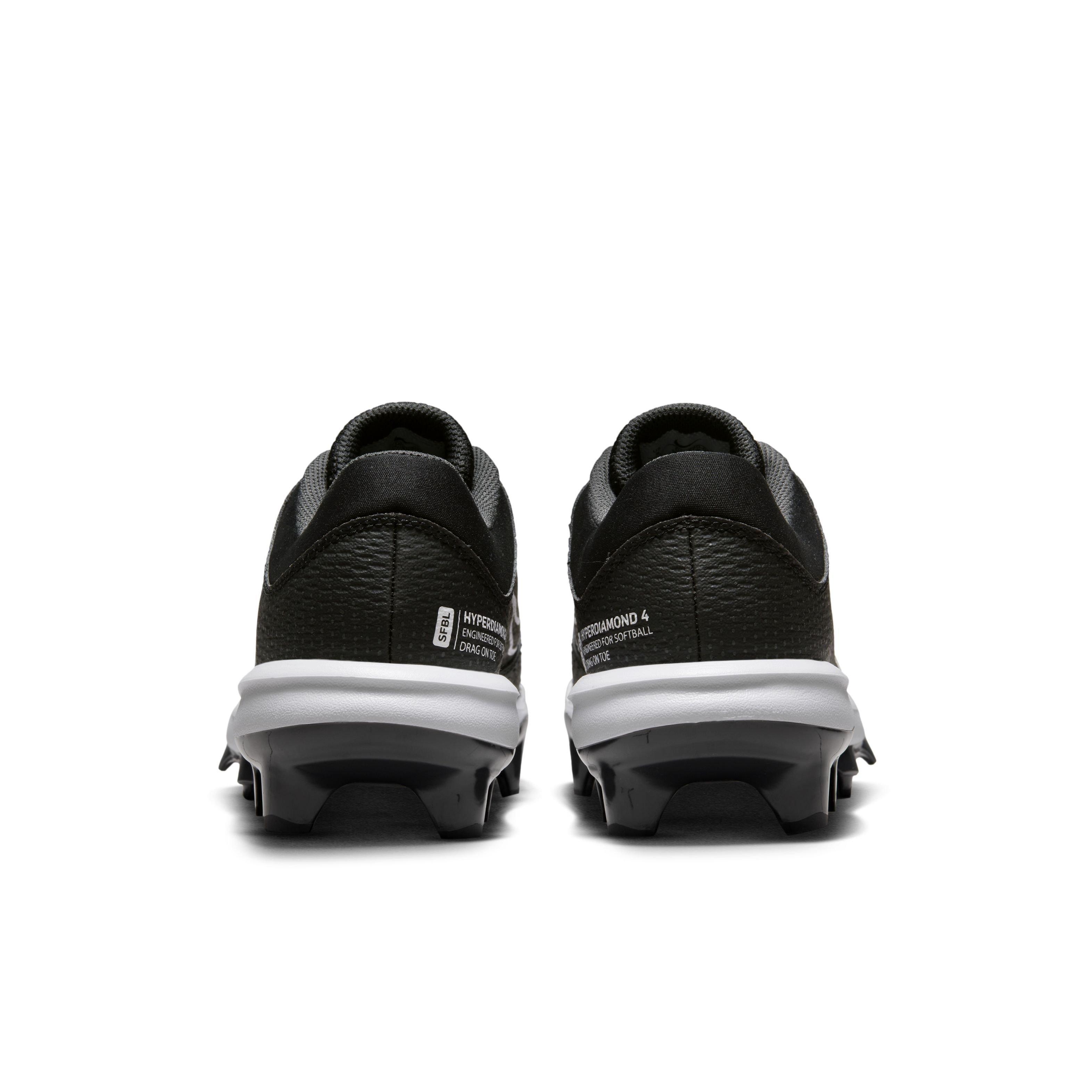 Nike Hyperdiamond 4 Pro MCS "Black/White/Dark Smoke Grey/Wolf Grey" Women's Softball Cleat - BLACK/WHITE/DK GREY/GREY Thumbnail View 5