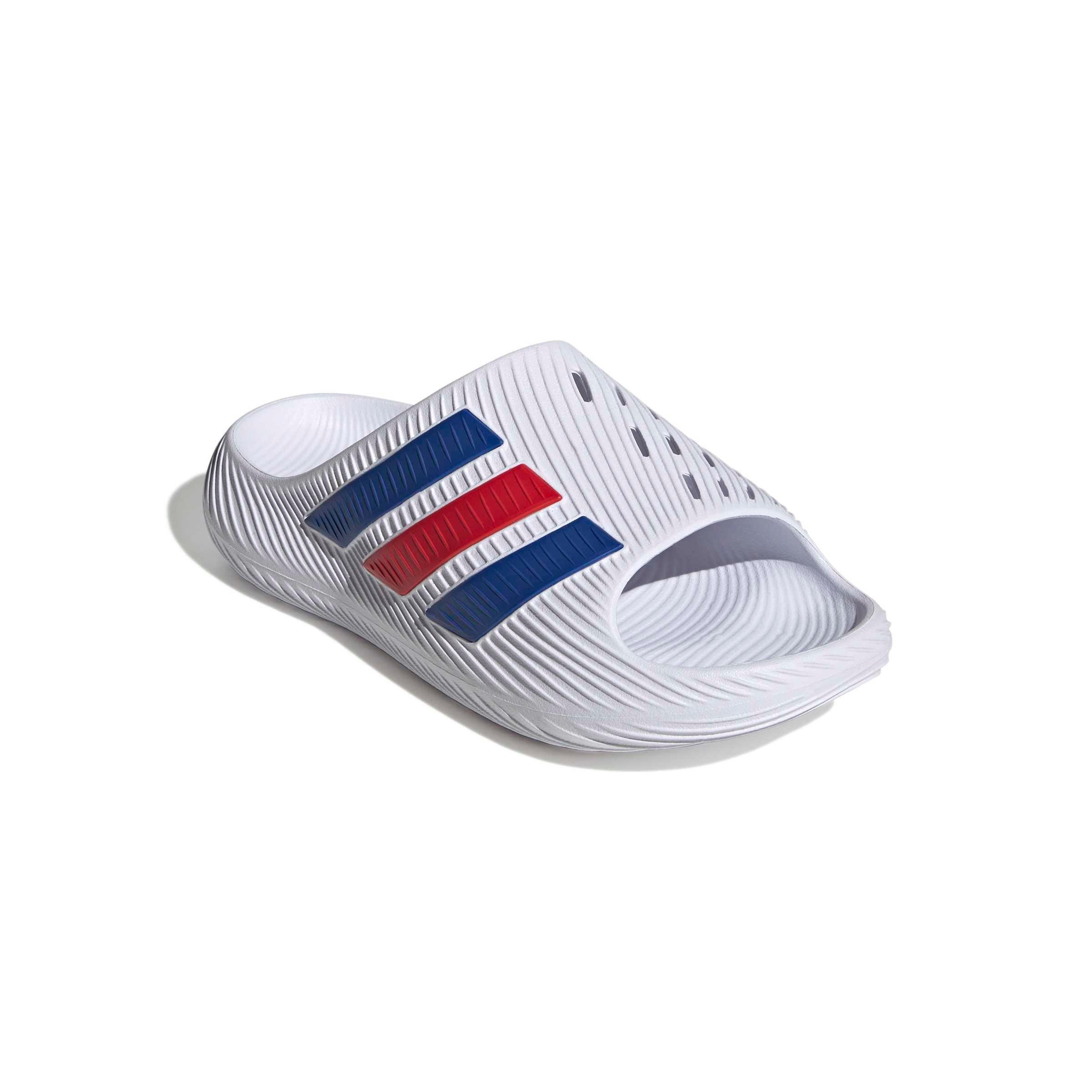adidas Purechill "Ftwr White/Team Royal Blue/Better Scarlet" Men's Slide - WHITE/ROYAL/SCARLET