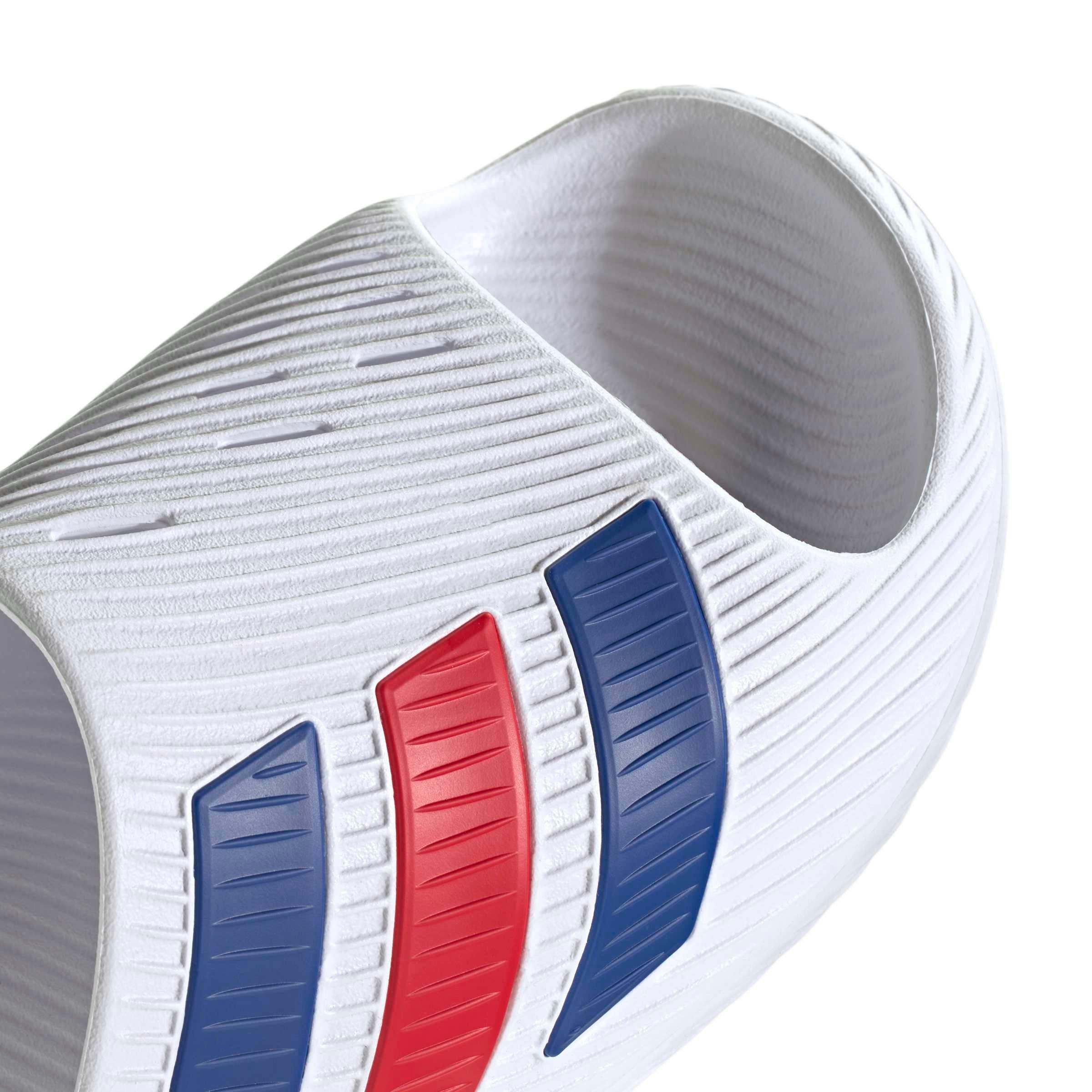 adidas Purechill "Ftwr White/Team Royal Blue/Better Scarlet" Men's Slide - WHITE/ROYAL/SCARLET