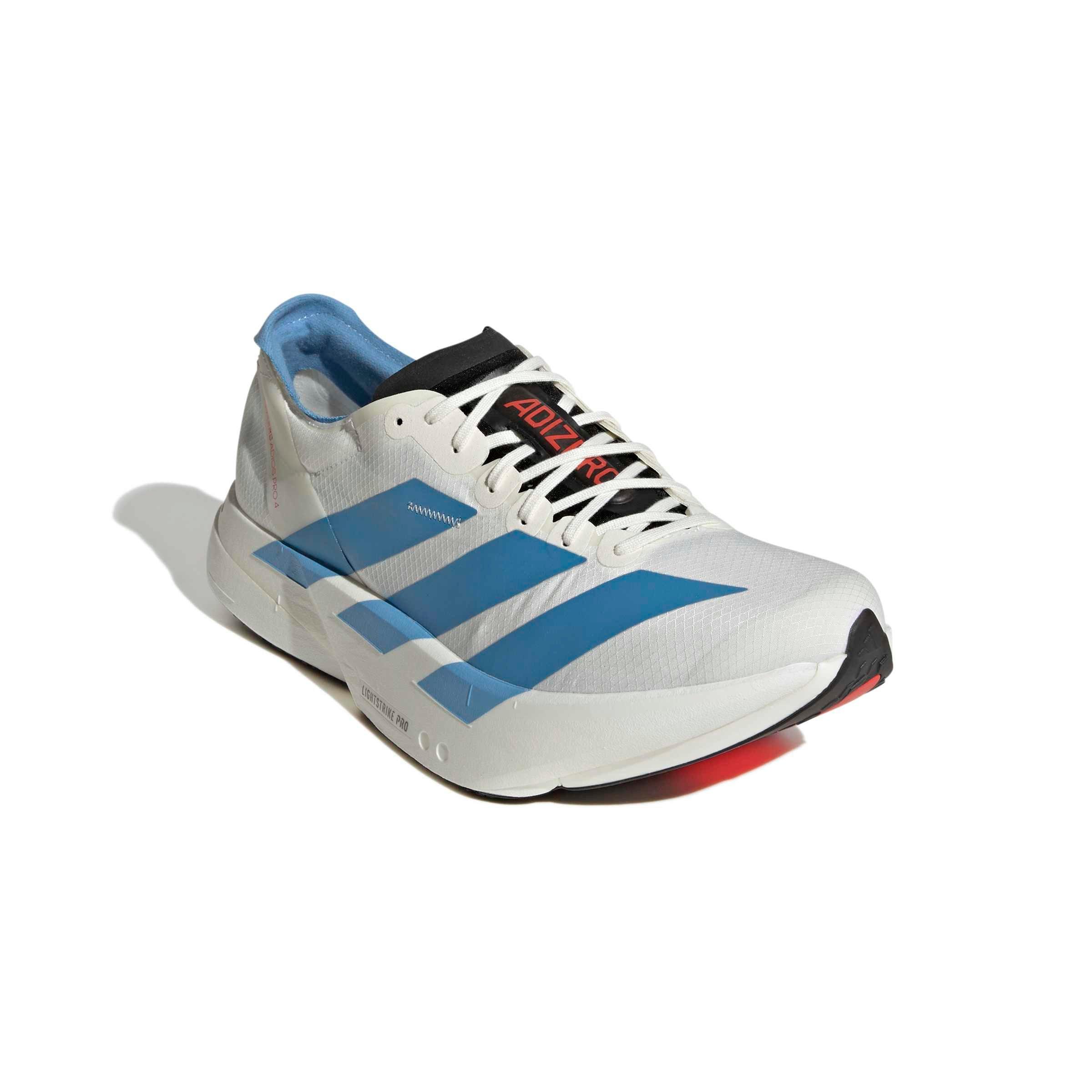 adidas Adizero Adios Pro 4 "Off White/Light Blue/Bright Red" Men's Running Shoe - OFF WHITE/LT BLUE/RED