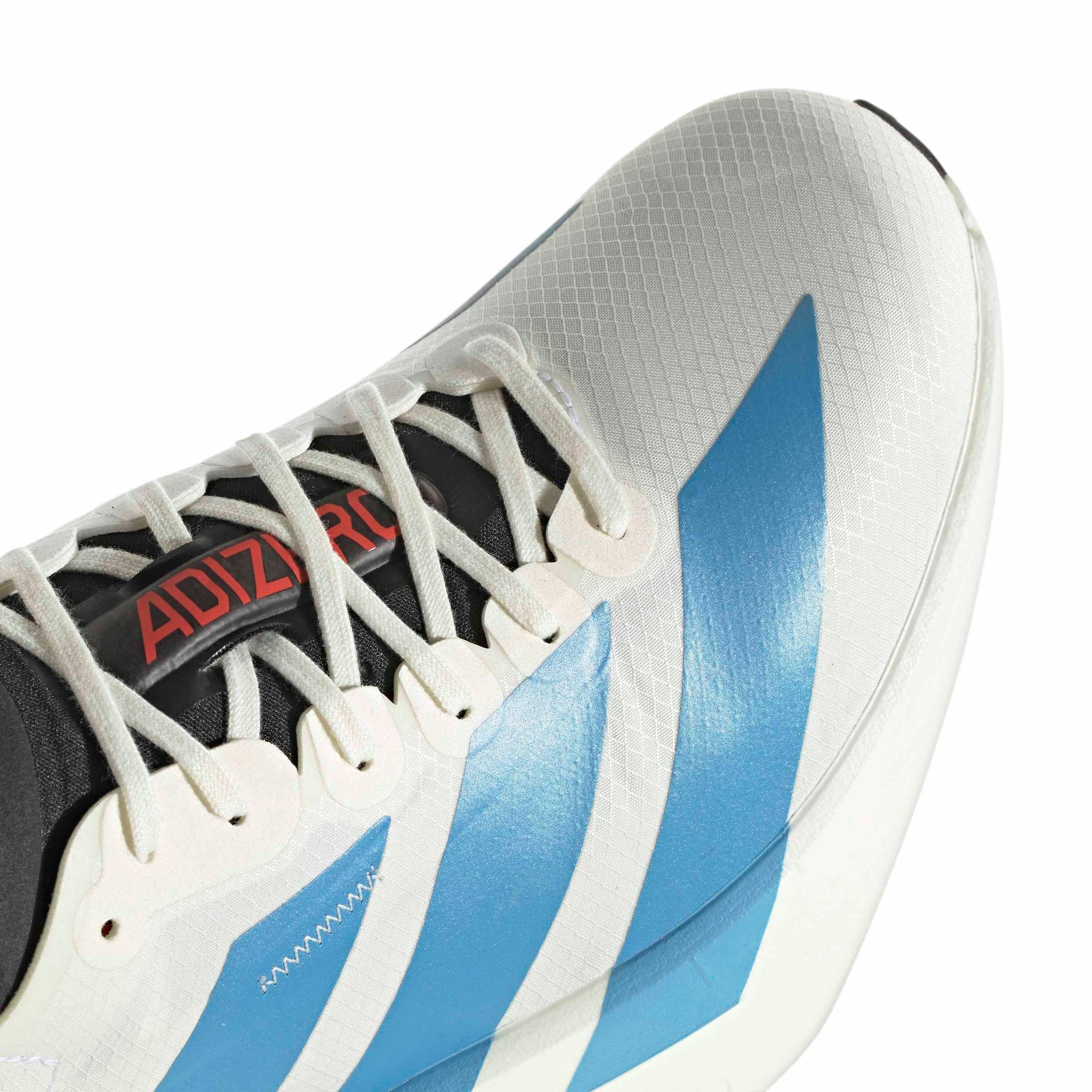 adidas Adizero Adios Pro 4 "Off White/Light Blue/Bright Red" Men's Running Shoe - OFF WHITE/LT BLUE/RED
