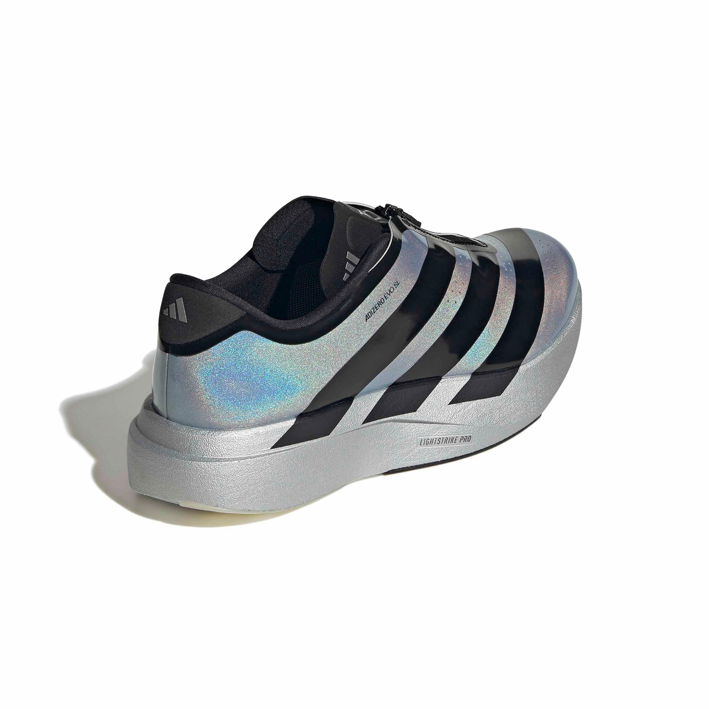 adidas Adizero EVO SL Zip "Silver Metallic/Core Black/Halo Silver" Men's Running Shoe - SILVER/BLACK/SILVER