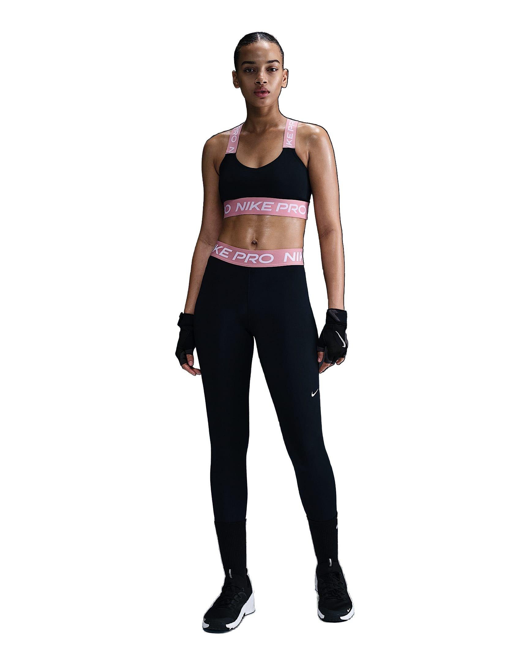 Nike Pro Mid-Rise Mesh-Paneled Women's Black/Pink Leggings