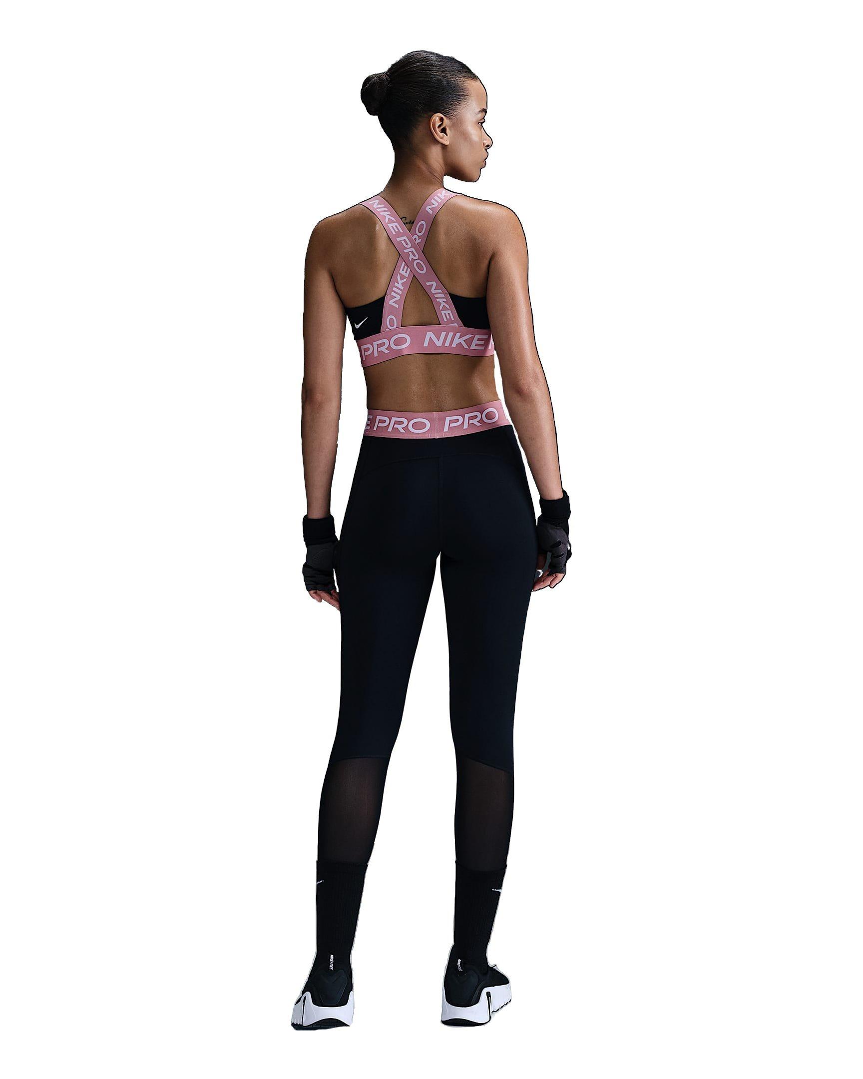 Nike Pro Mid-Rise Mesh-Paneled Women's Black/Pink Leggings