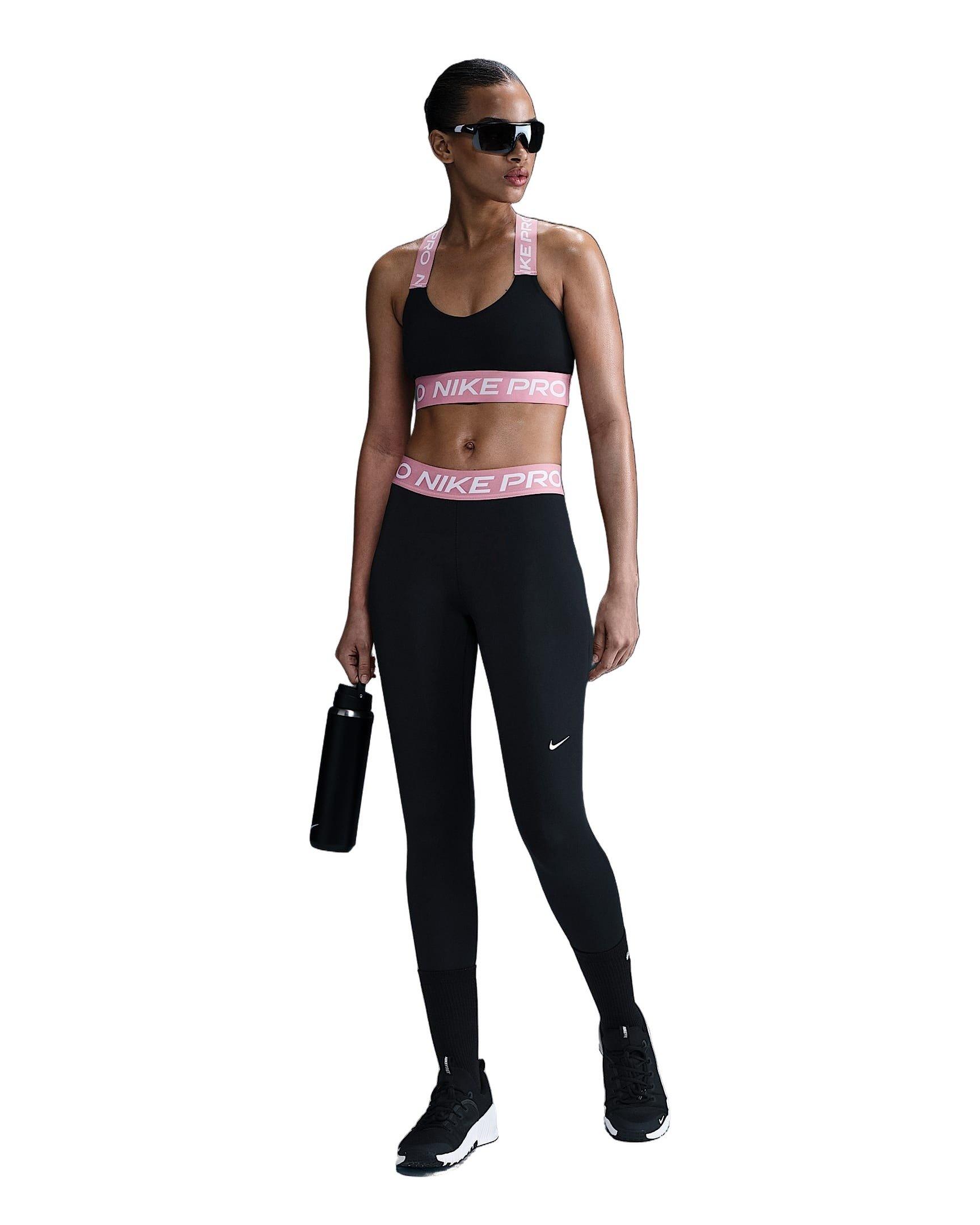 Nike Pro Mid-Rise Crop Mesh-Panel Women's Black/Pink Leggings