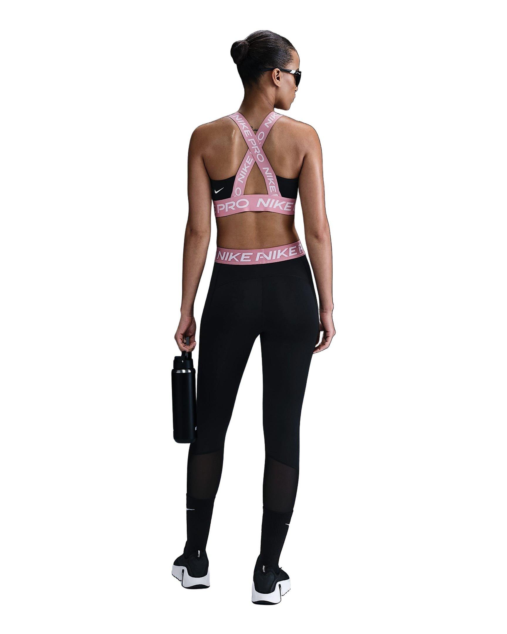 Nike Pro Mid-Rise Crop Mesh-Panel Women's Black/Pink Leggings