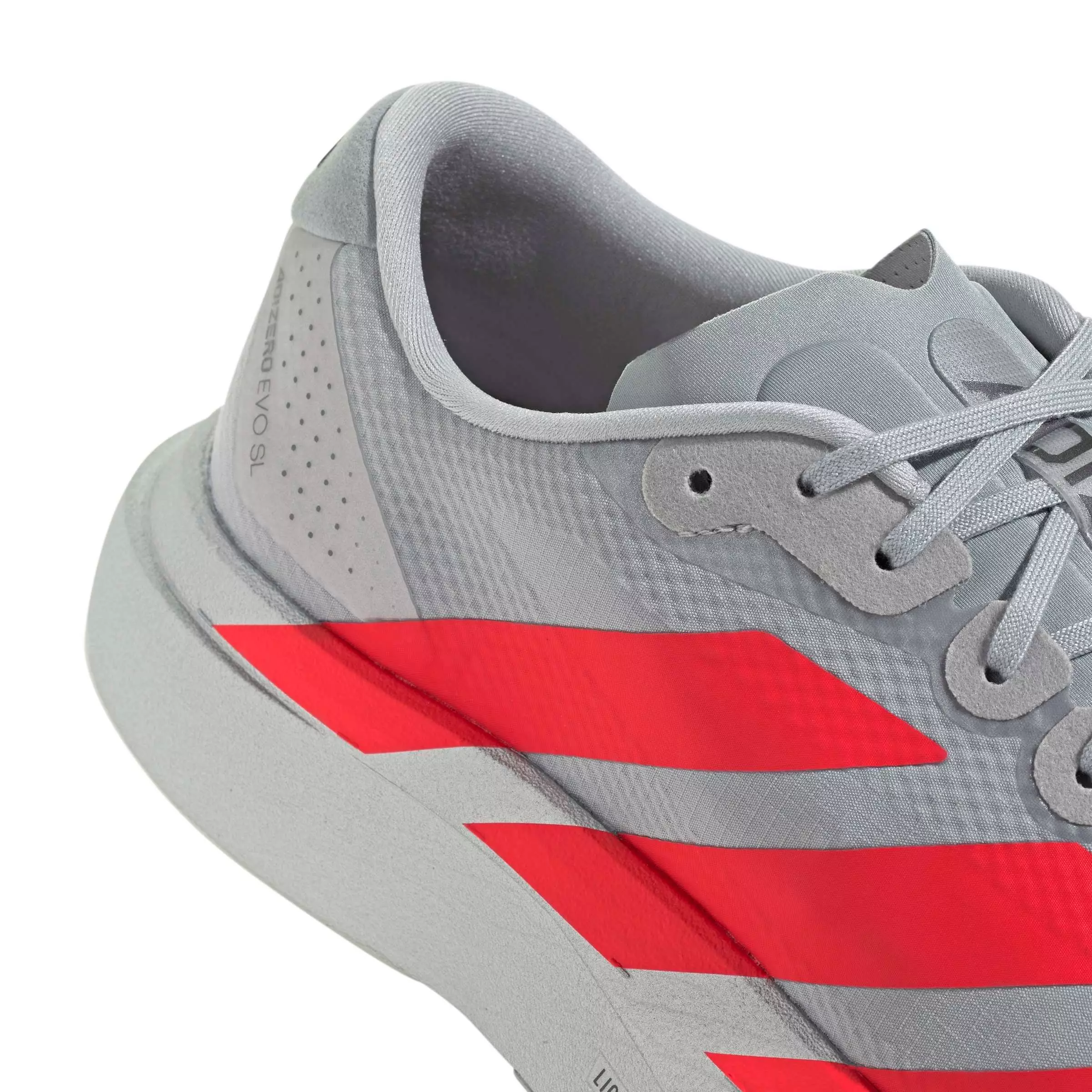 adidas Adizero EVO SL "Silver Metallic/Lucid Red/Iron Metallic" Men's Running Shoe - SILVER/RED/IRON
