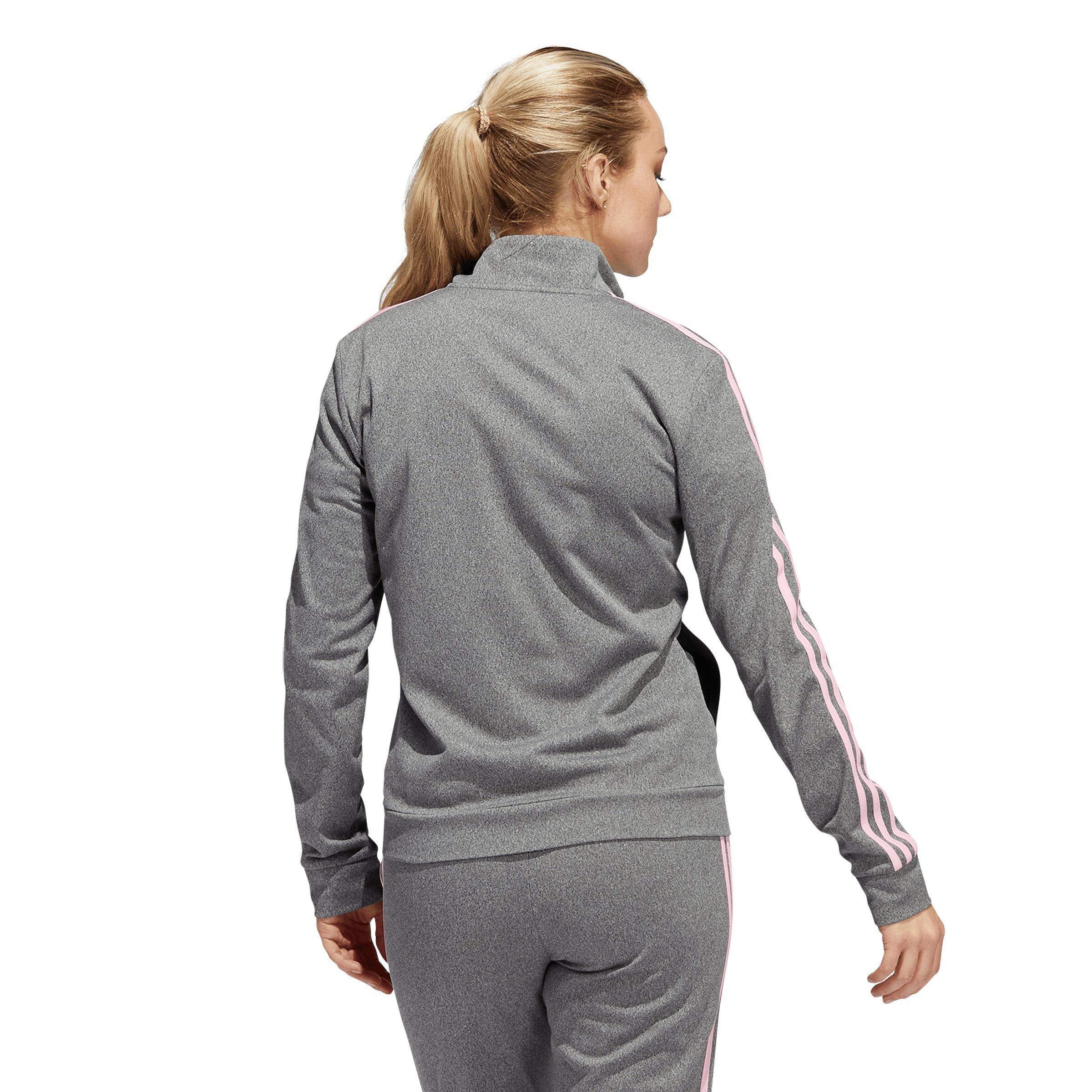 adidas Women's Regular Tricot 3-Stripes Track Jacket - Grey - GREY Thumbnail View 2