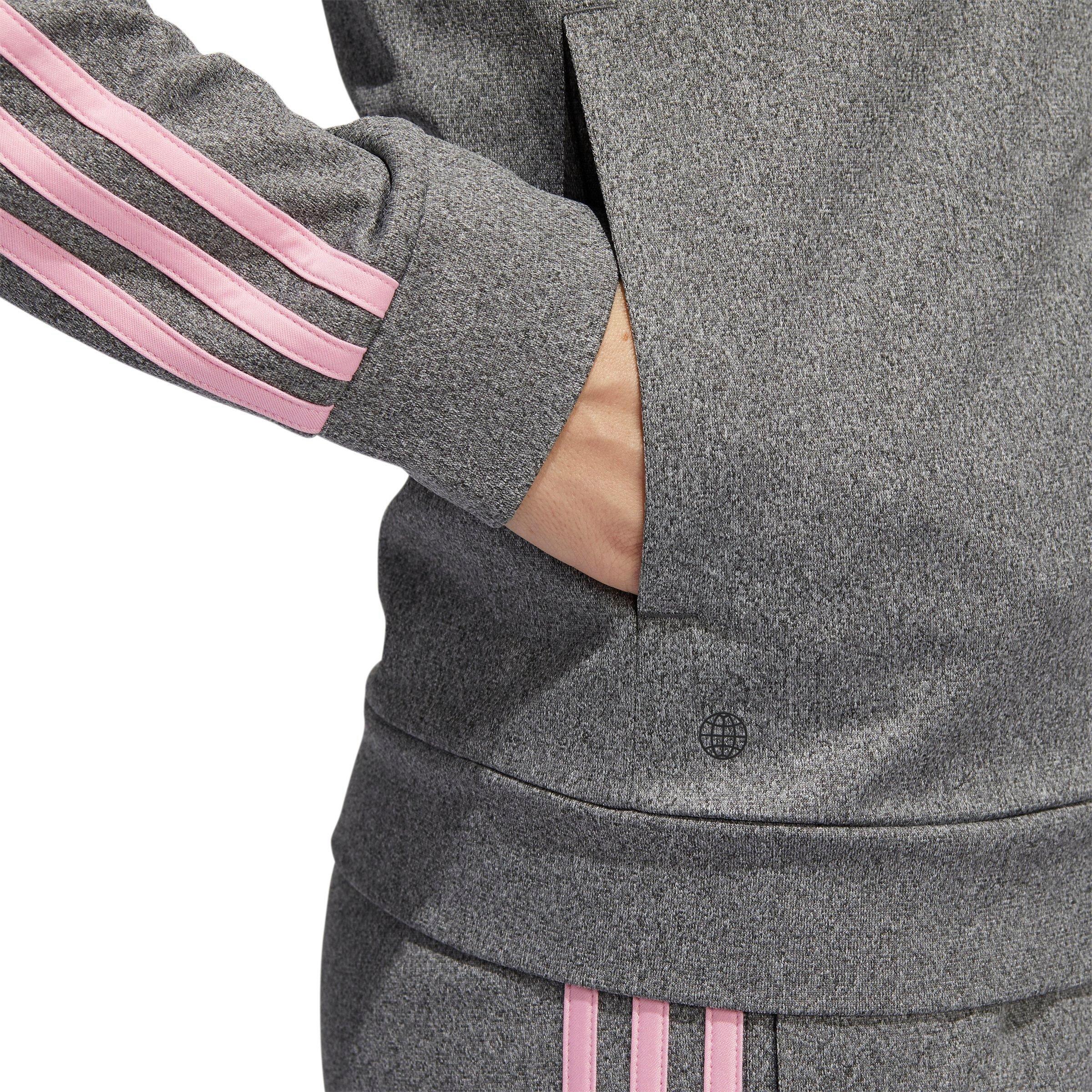 adidas Women's Regular Tricot 3-Stripes Track Jacket - Grey - GREY Thumbnail View 4