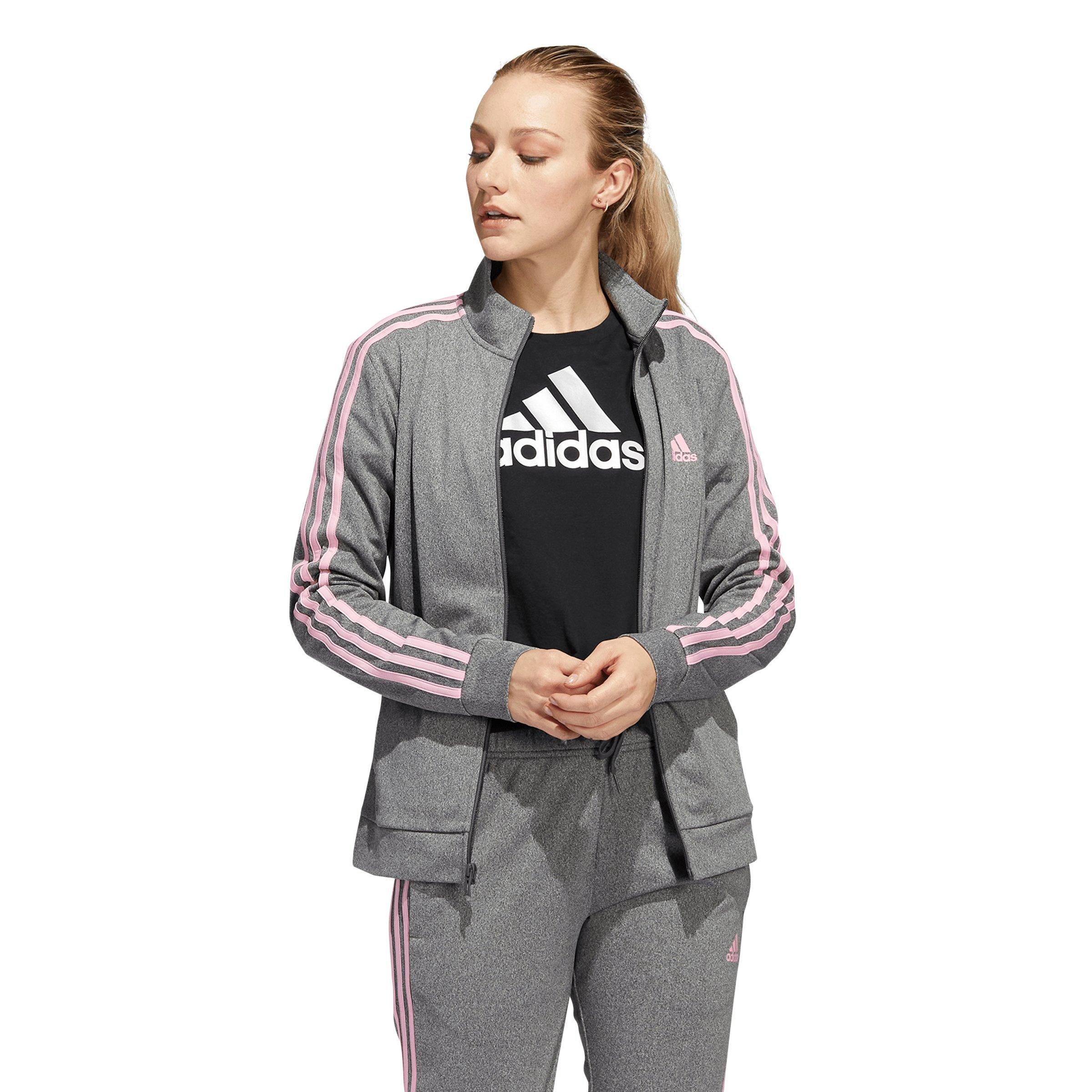 adidas Women's Regular Tricot 3-Stripes Track Jacket - Grey - GREY Thumbnail View 5