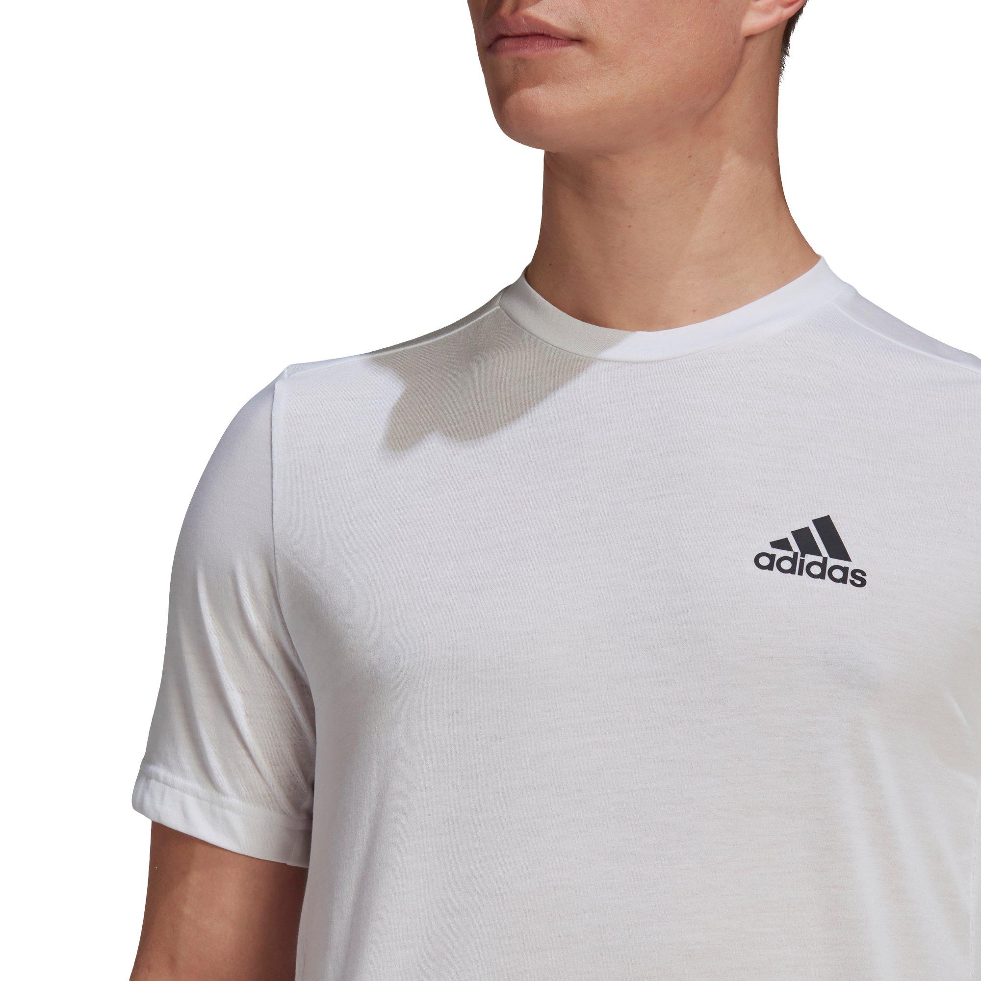 skjorte ballade Økonomi adidas Men's White/Black AEROREADY Designed 2 Move Feelready Sport Tee
