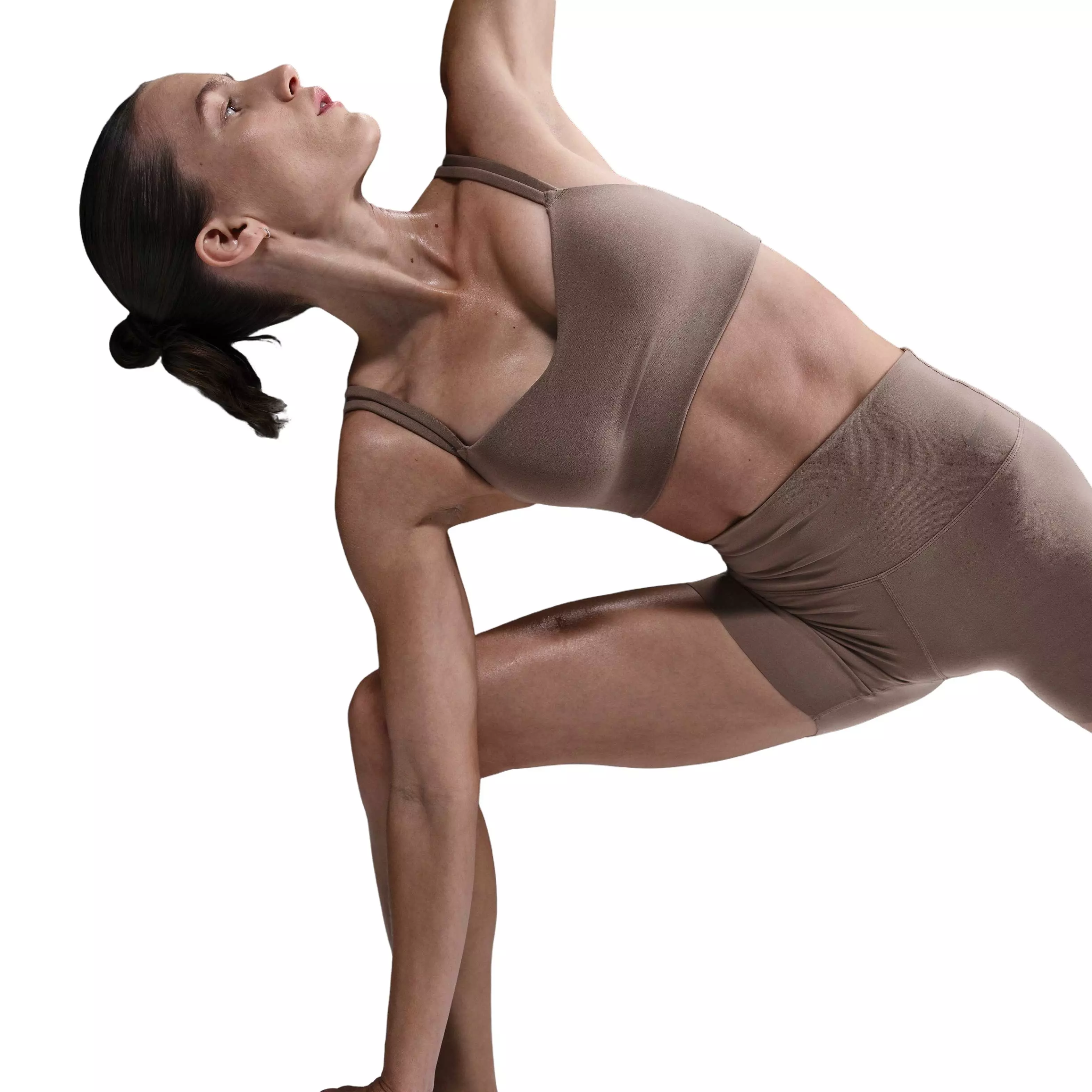 Nike Women's Dri-FIT Alate trace Light-Support Padded Sports Bra -Brown - BROWN