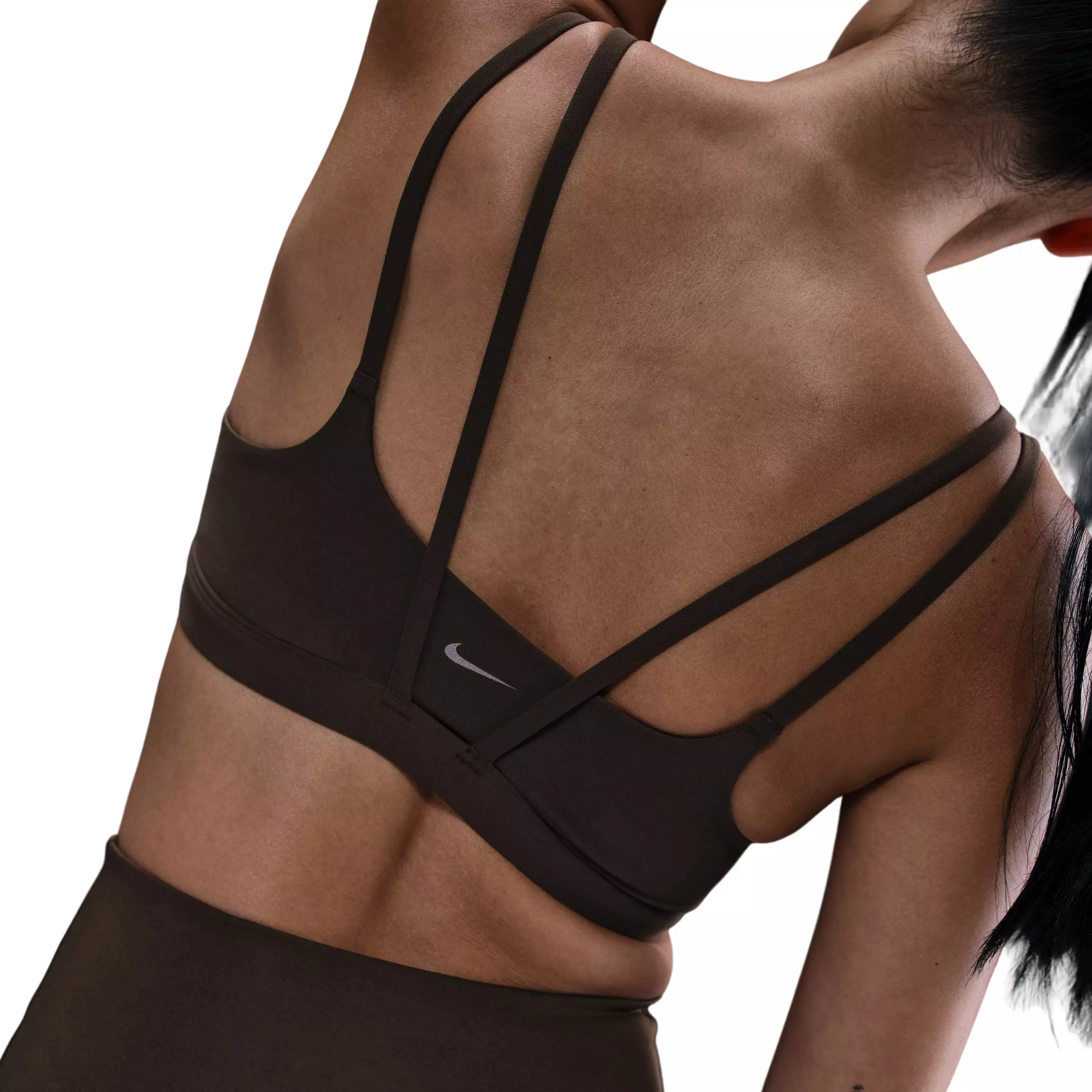 Nike Women's Dri-FIT Alate trace Light-Support Padded Sports Bra -Dk Brown - DK BROWN