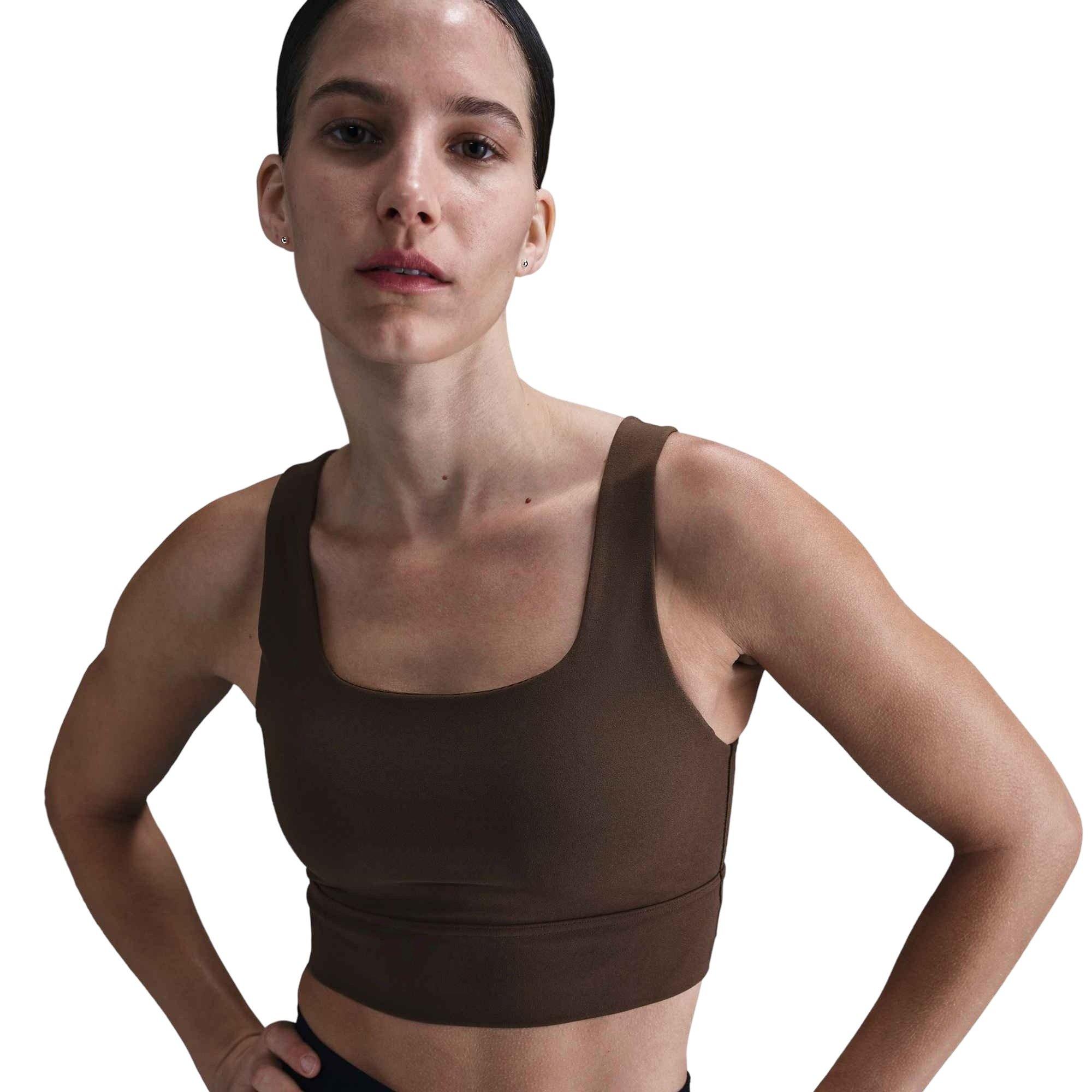 Nike Women's Zenvy Medium-Support Padded Longline Sports Bra - Brown - BROWN Thumbnail View 1