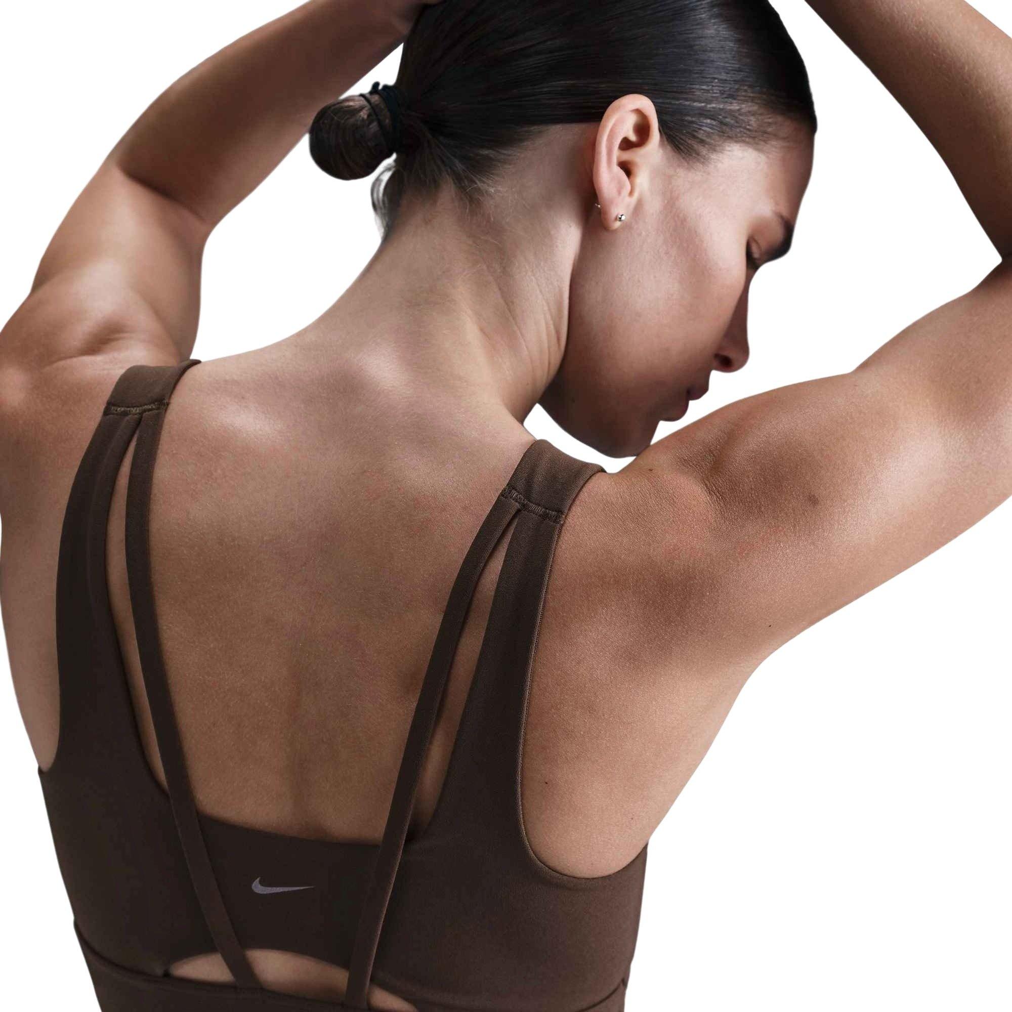 Nike Women's Zenvy Medium-Support Padded Longline Sports Bra - Brown - BROWN Thumbnail View 2