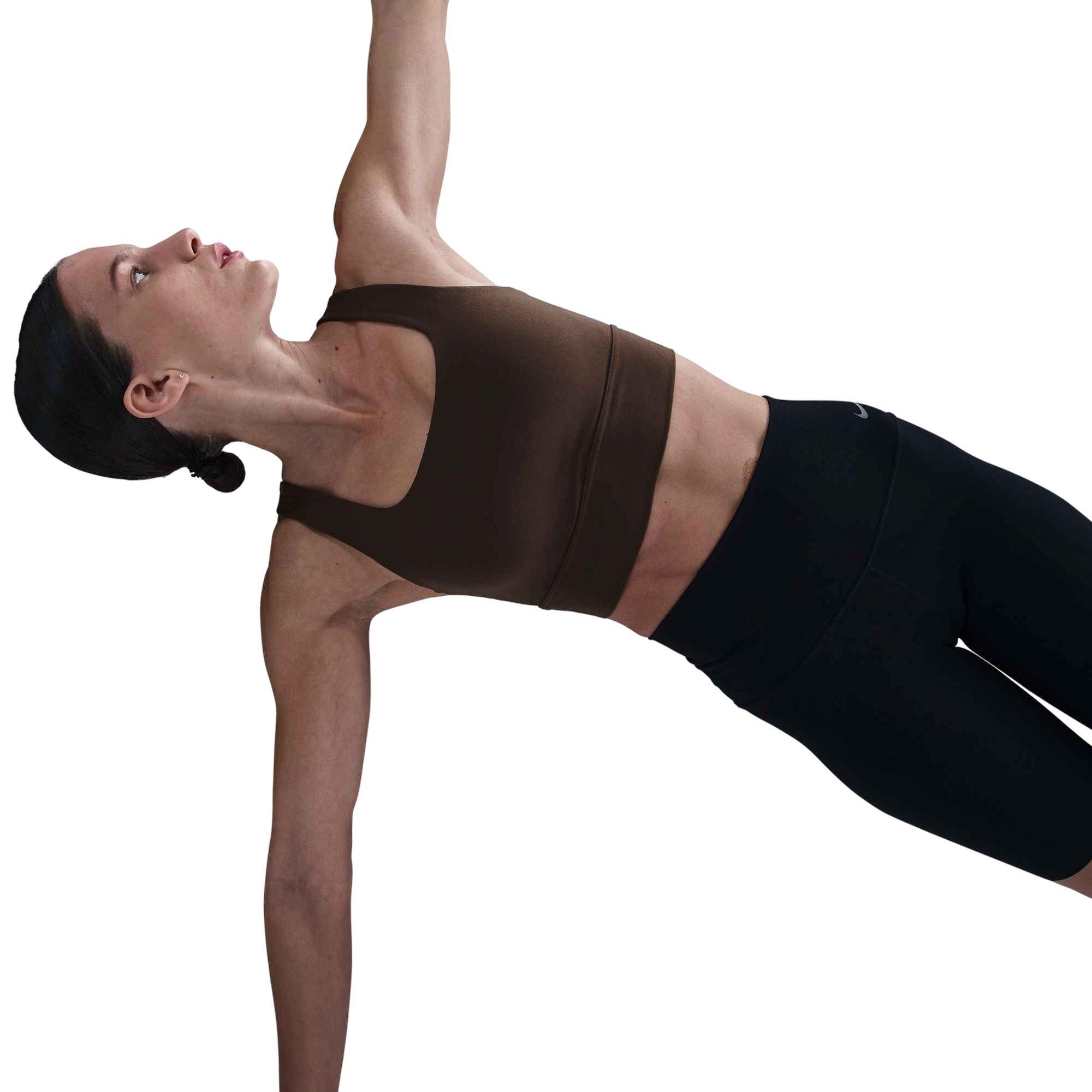 Nike Women's Zenvy Medium-Support Padded Longline Sports Bra - Brown - BROWN Thumbnail View 3