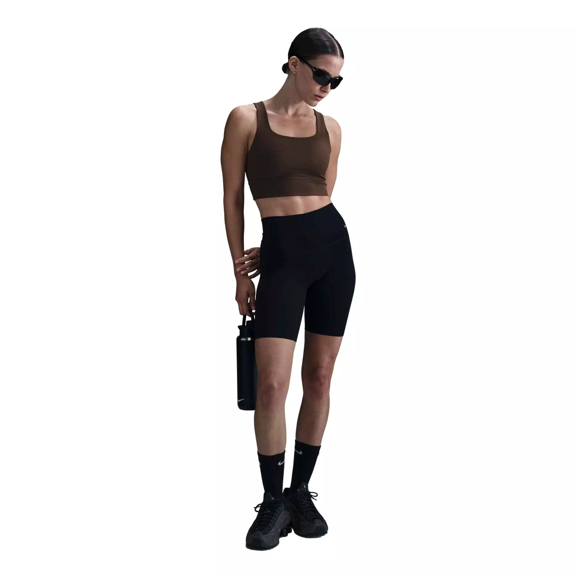 Nike Women's Zenvy Medium-Support Padded Longline Sports Bra - Brown - BROWN