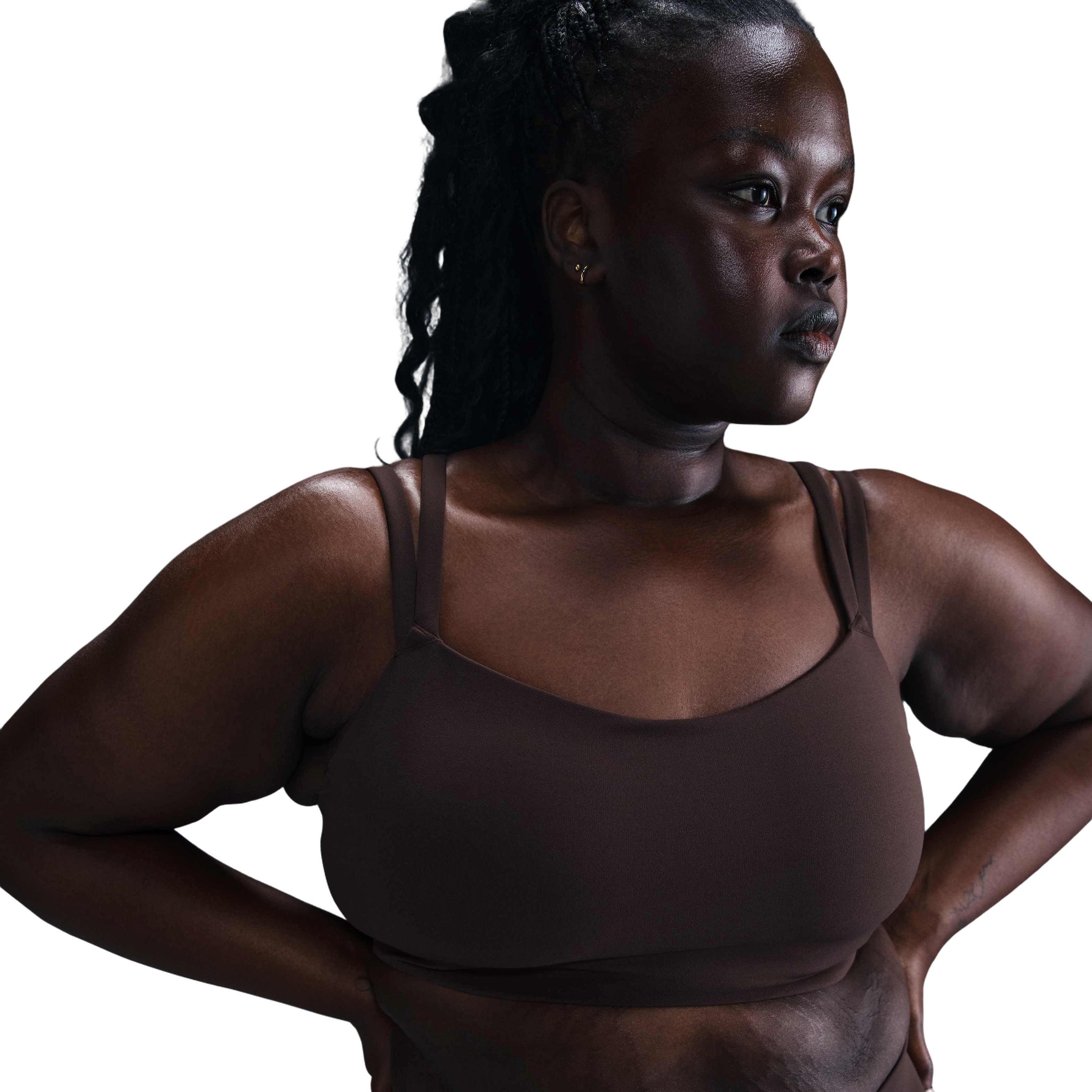 Nike Women's Alate Dri-FIT Trace Light-Support Padded Sports Bra -Dk Brown - DK BROWN Thumbnail View 1