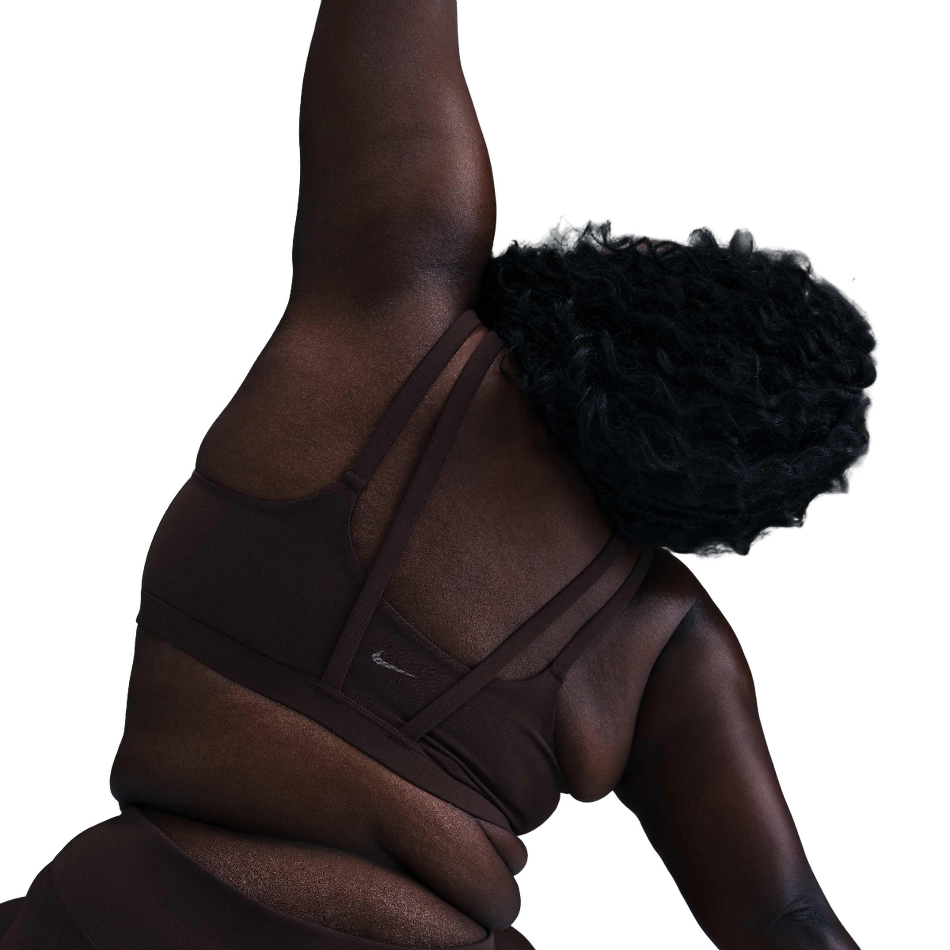 Nike Women's Alate Dri-FIT Trace Light-Support Padded Sports Bra -Dk Brown - DK BROWN Thumbnail View 3