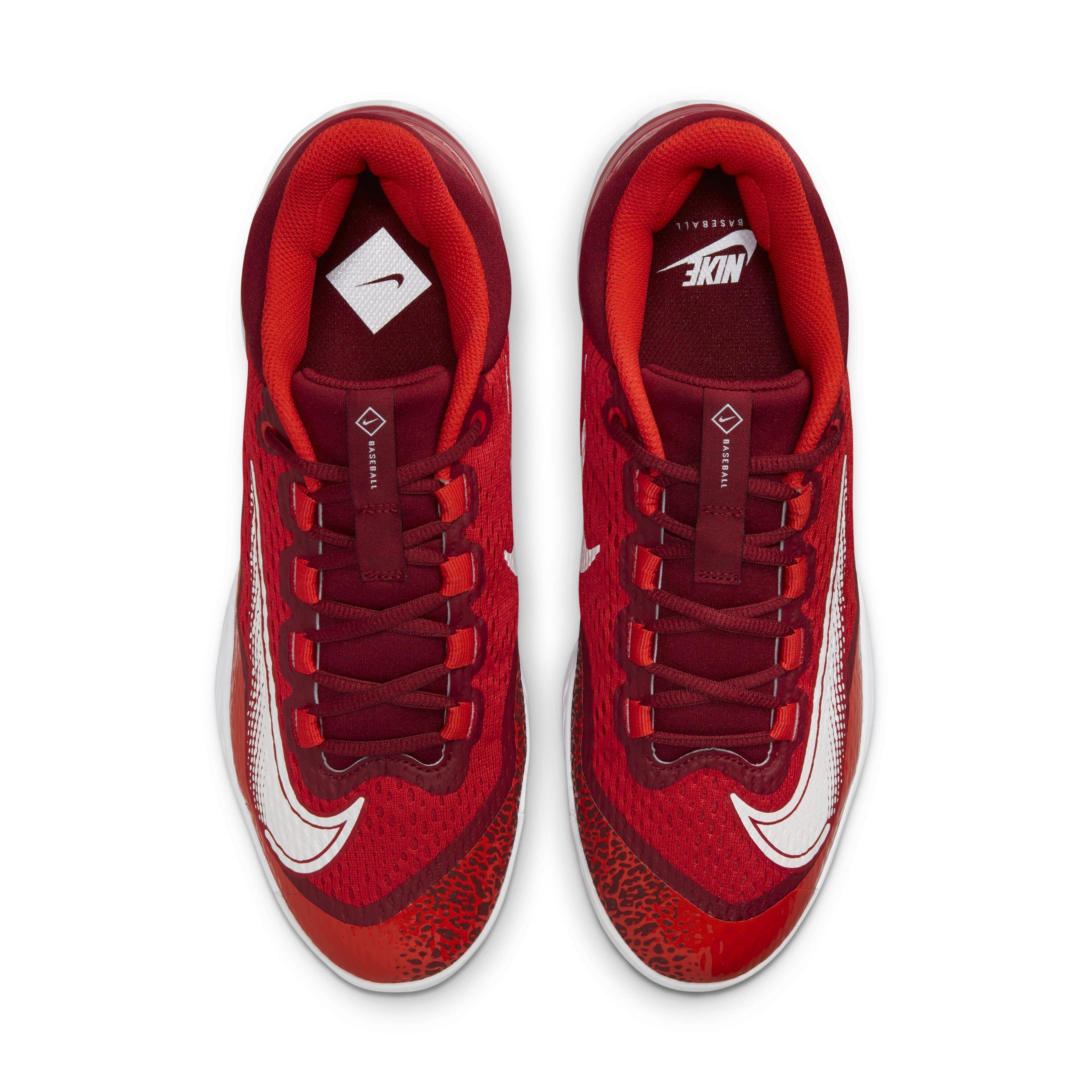 Nike Alpha Huarache Elite 4 Low "University Red/Team Red/Habanero Red/White" Men's Baseball Cleat - RED/RED/RED/WHITE Thumbnail View 4