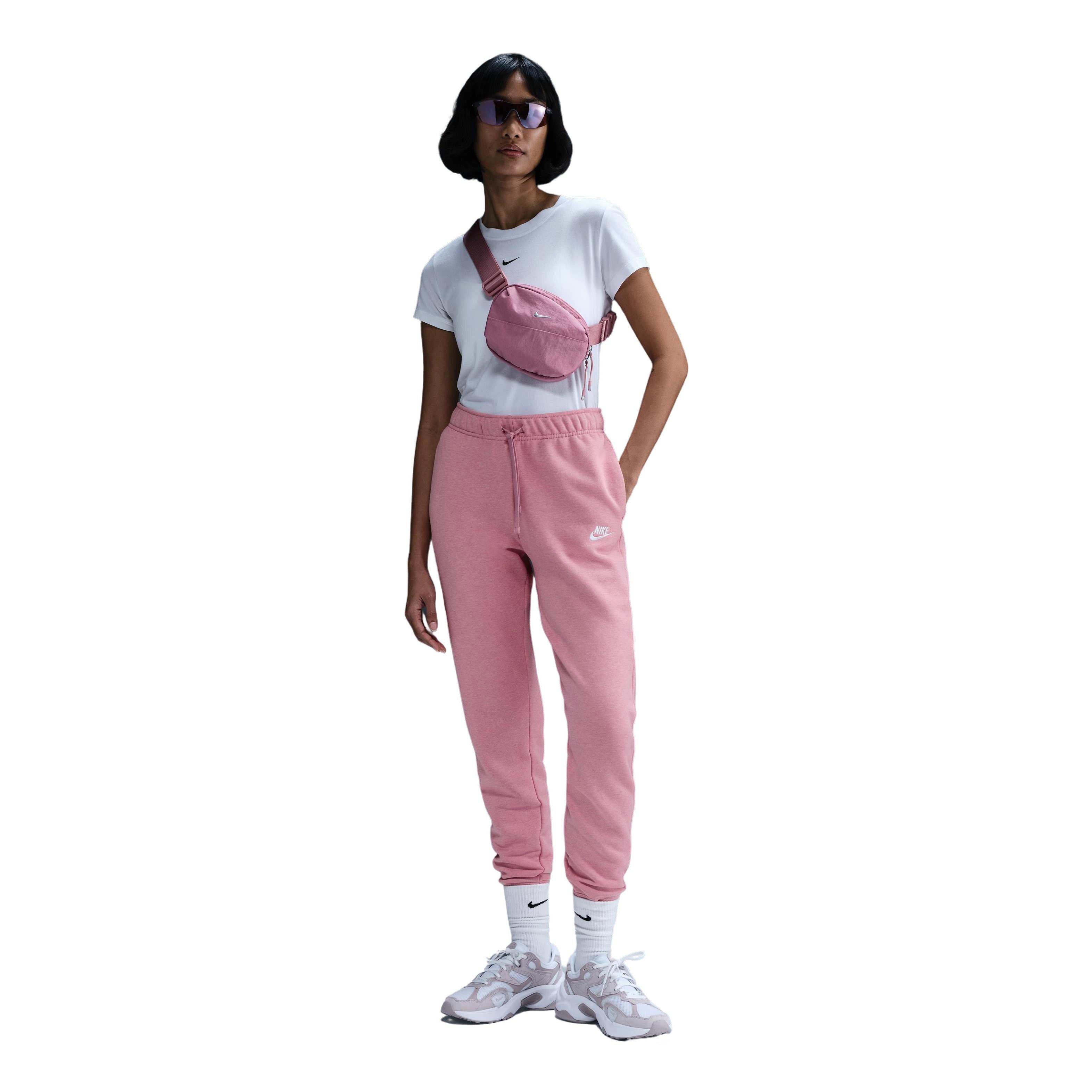Nike Women's Sportswear Club Fleece Mid-Rise Joggers - Pink - PINK Thumbnail View 3