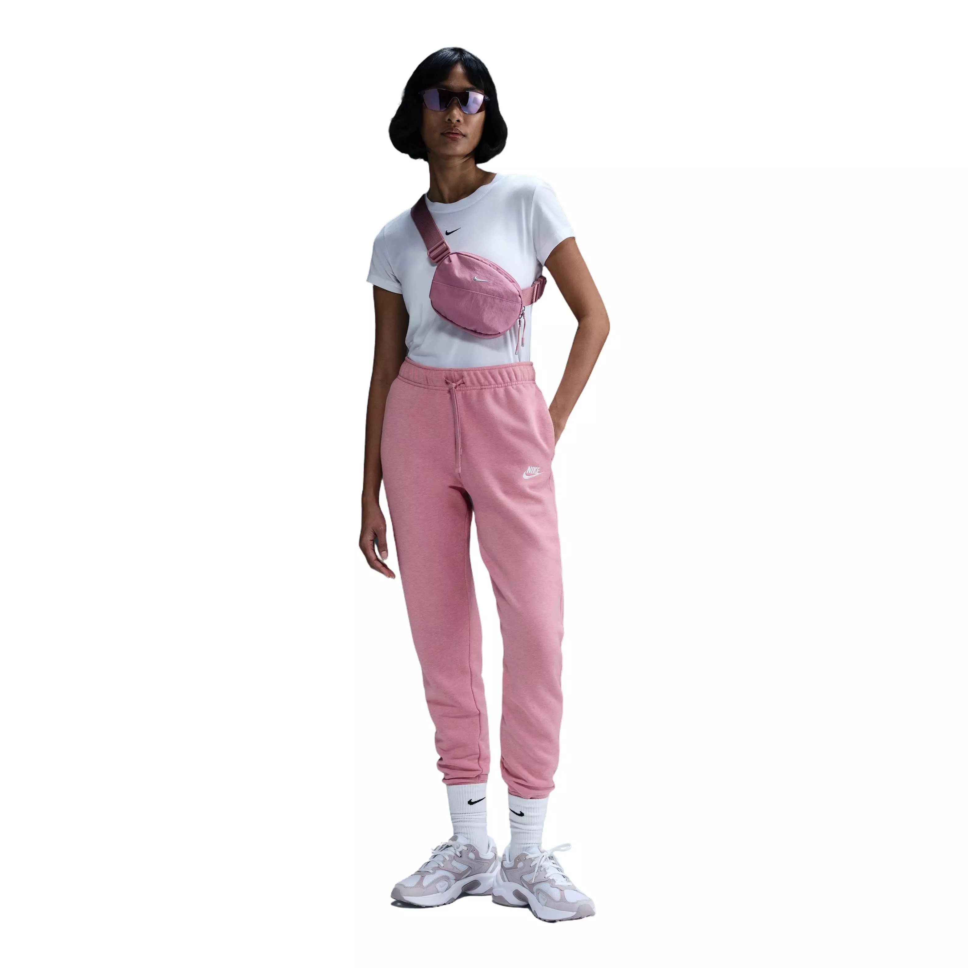 Nike Women's Sportswear Club Fleece Mid-Rise Joggers - Pink - PINK