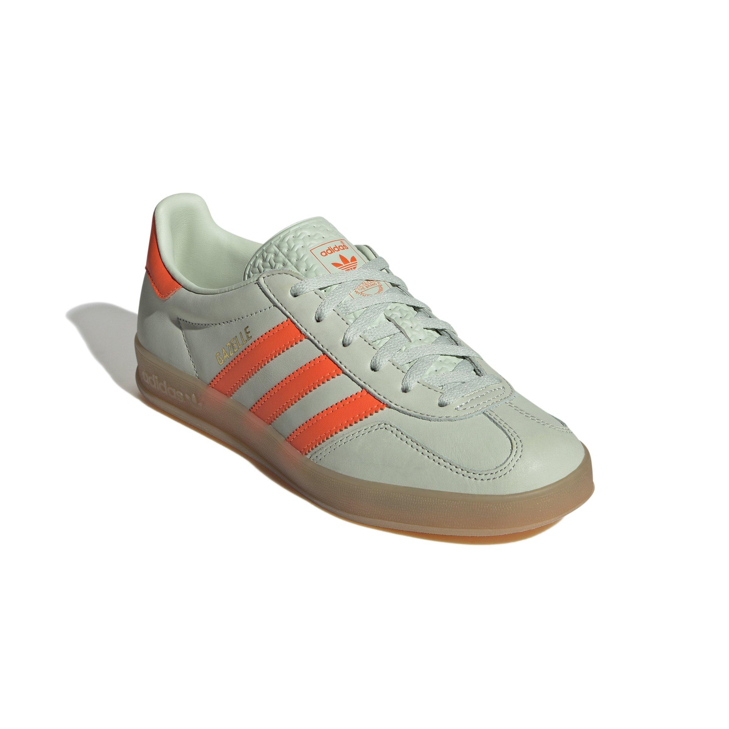 adidas Originals Gazelle Linen Green Solar Orange Gum 3 Women s Shoe Hibbett