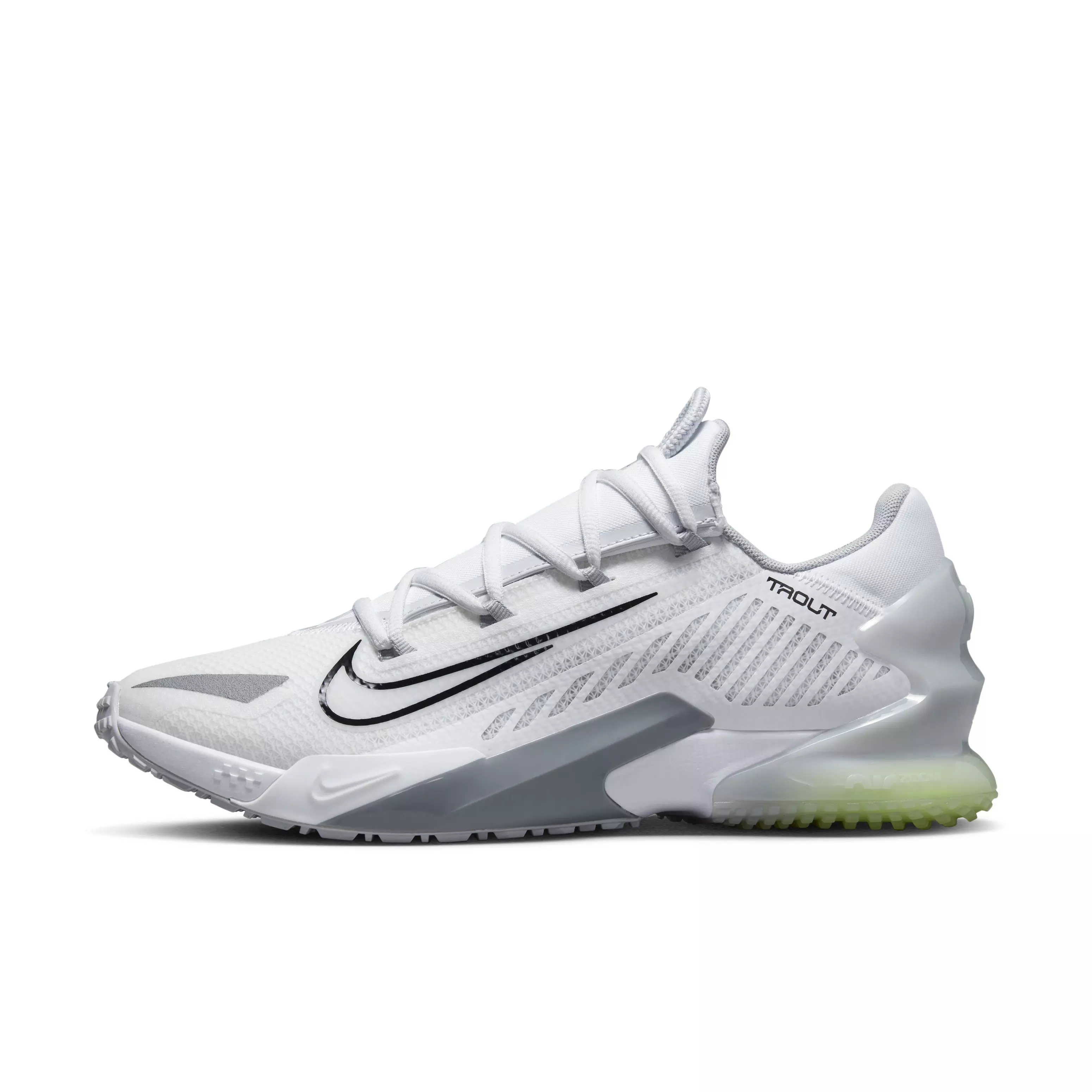 Nike Force Zoom Trout 8 Turf "White/Wolf Grey/Pure Platinum/Black" Men's Baseball Shoe - WHITE/GREY/PLATINUM/BLACK