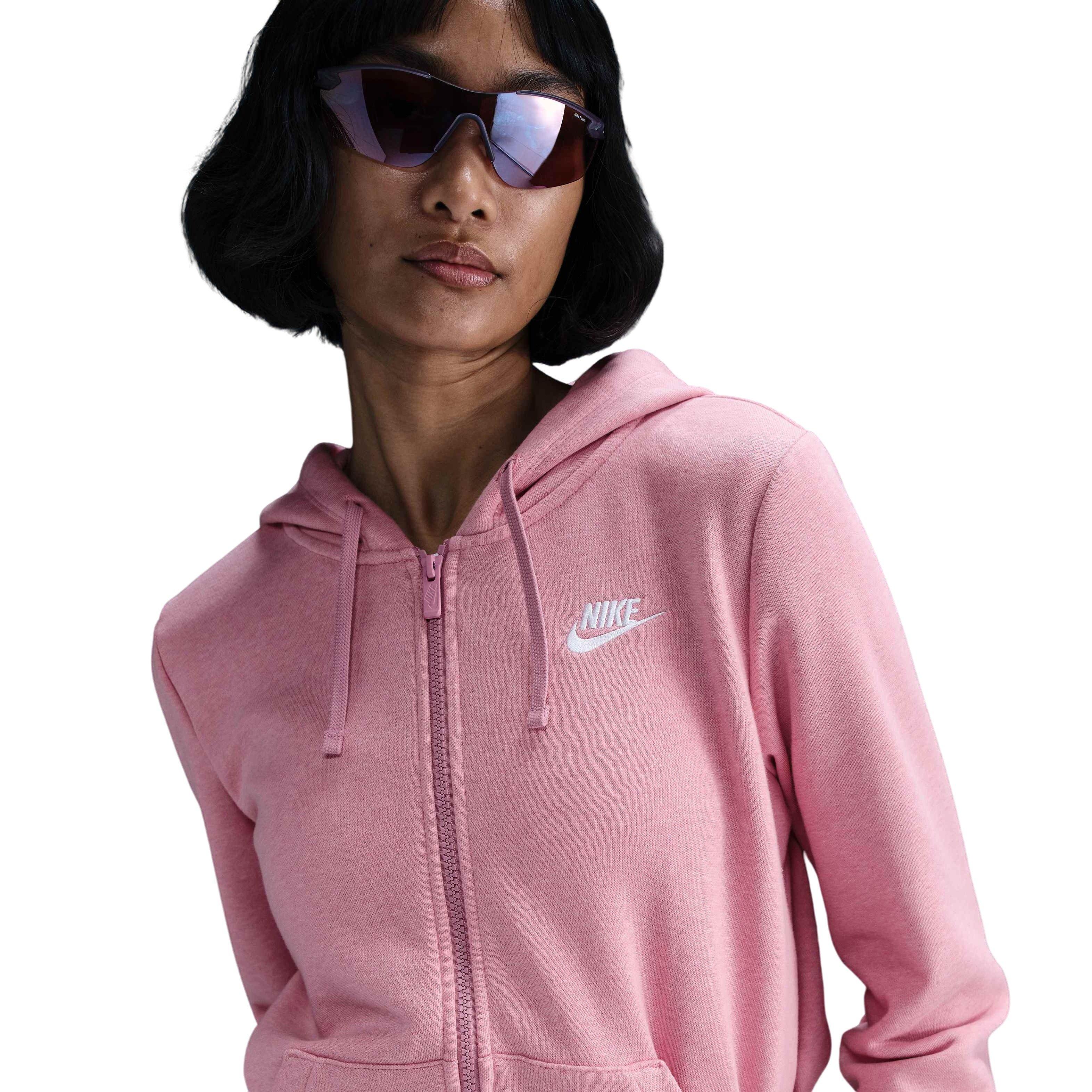 Nike Women's Sportswear Club Fleece Full-Zip Hooded Jacket - Pink - PINK Thumbnail View 1